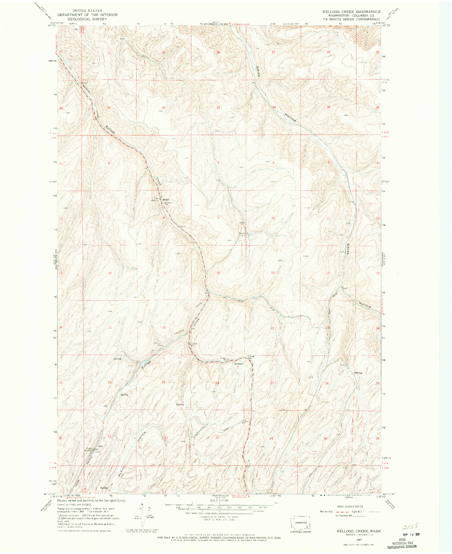 USGS 1:24000-SCALE QUADRANGLE FOR KELLOGG CREEK, WA 1967