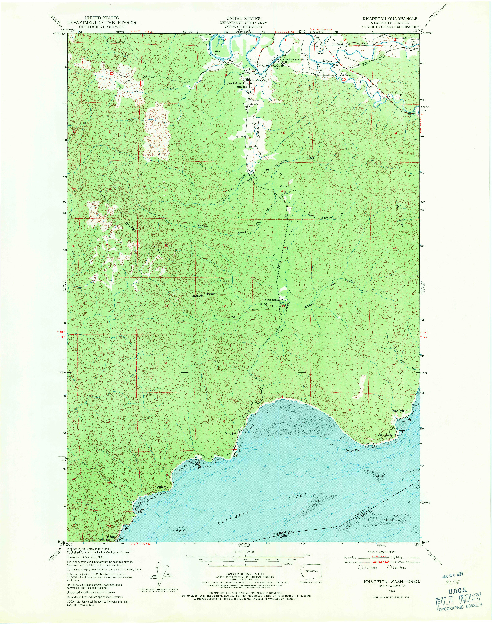 USGS 1:24000-SCALE QUADRANGLE FOR KNAPPTON, WA 1949