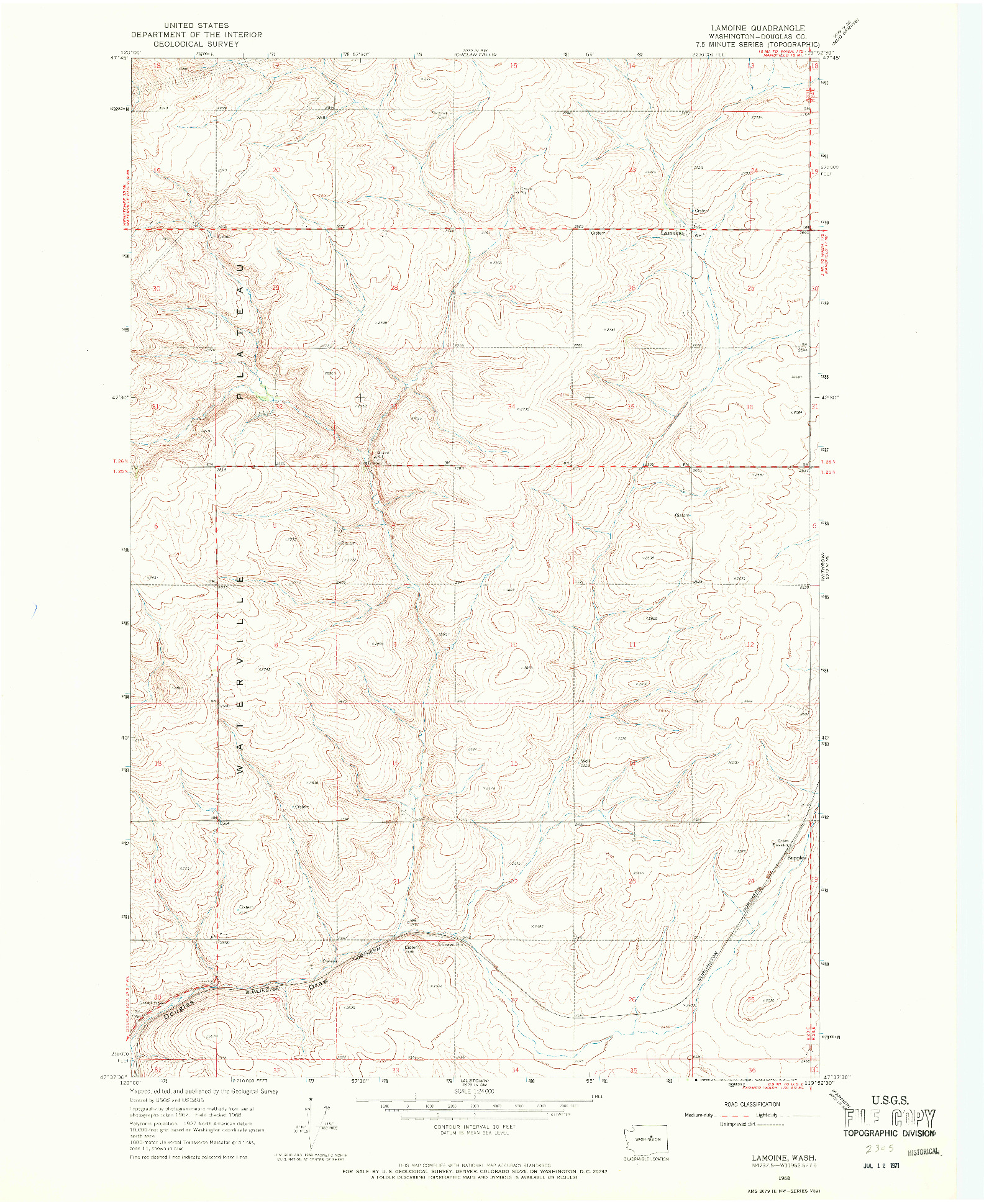 USGS 1:24000-SCALE QUADRANGLE FOR LAMOINE, WA 1968