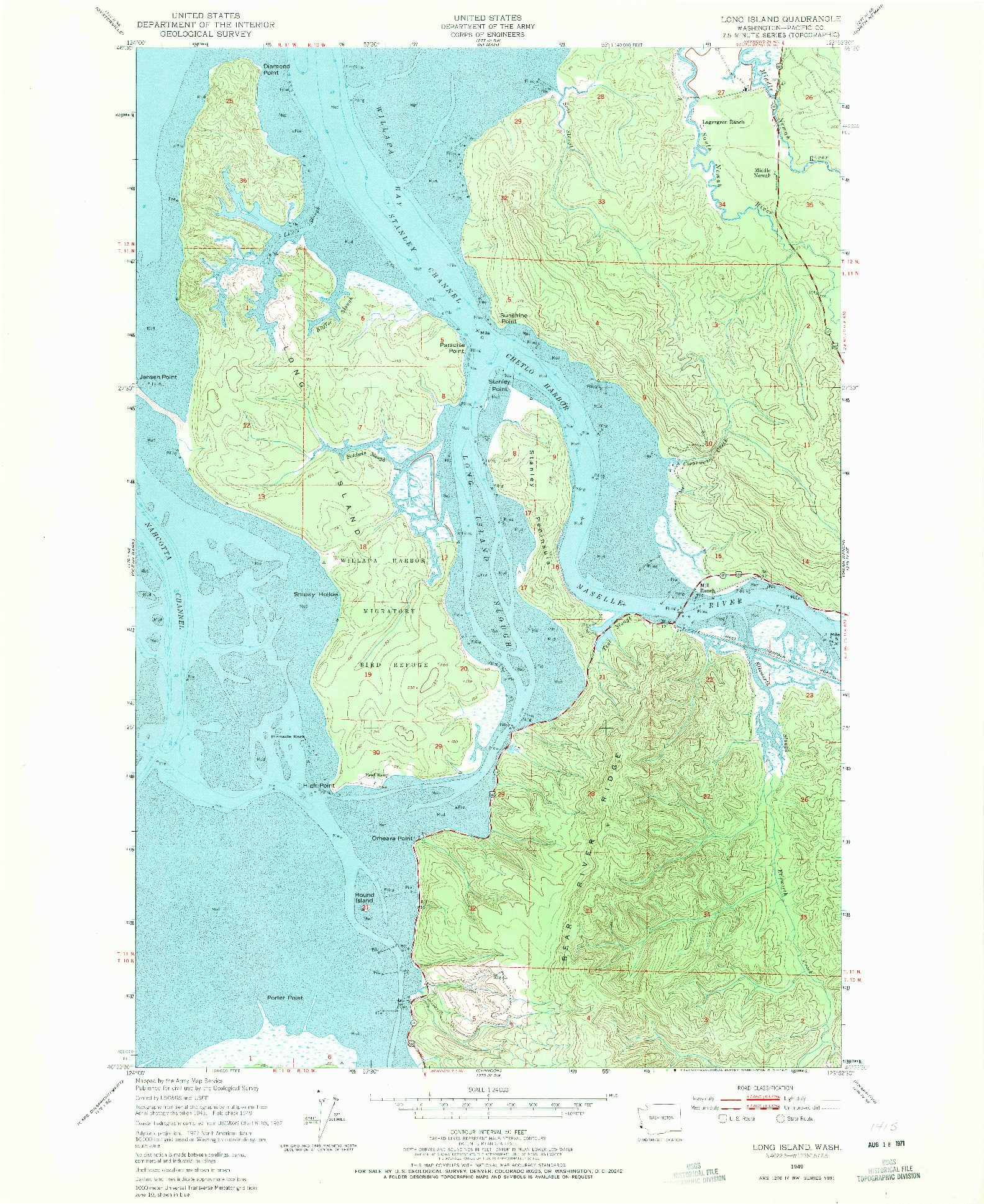 USGS 1:24000-SCALE QUADRANGLE FOR LONG ISLAND, WA 1949
