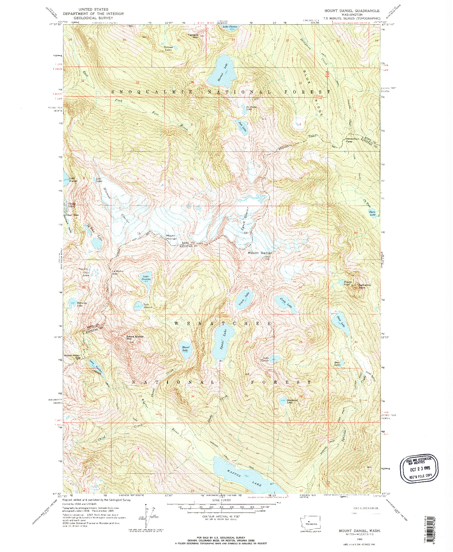 USGS 1:24000-SCALE QUADRANGLE FOR MOUNT DANIEL, WA 1965