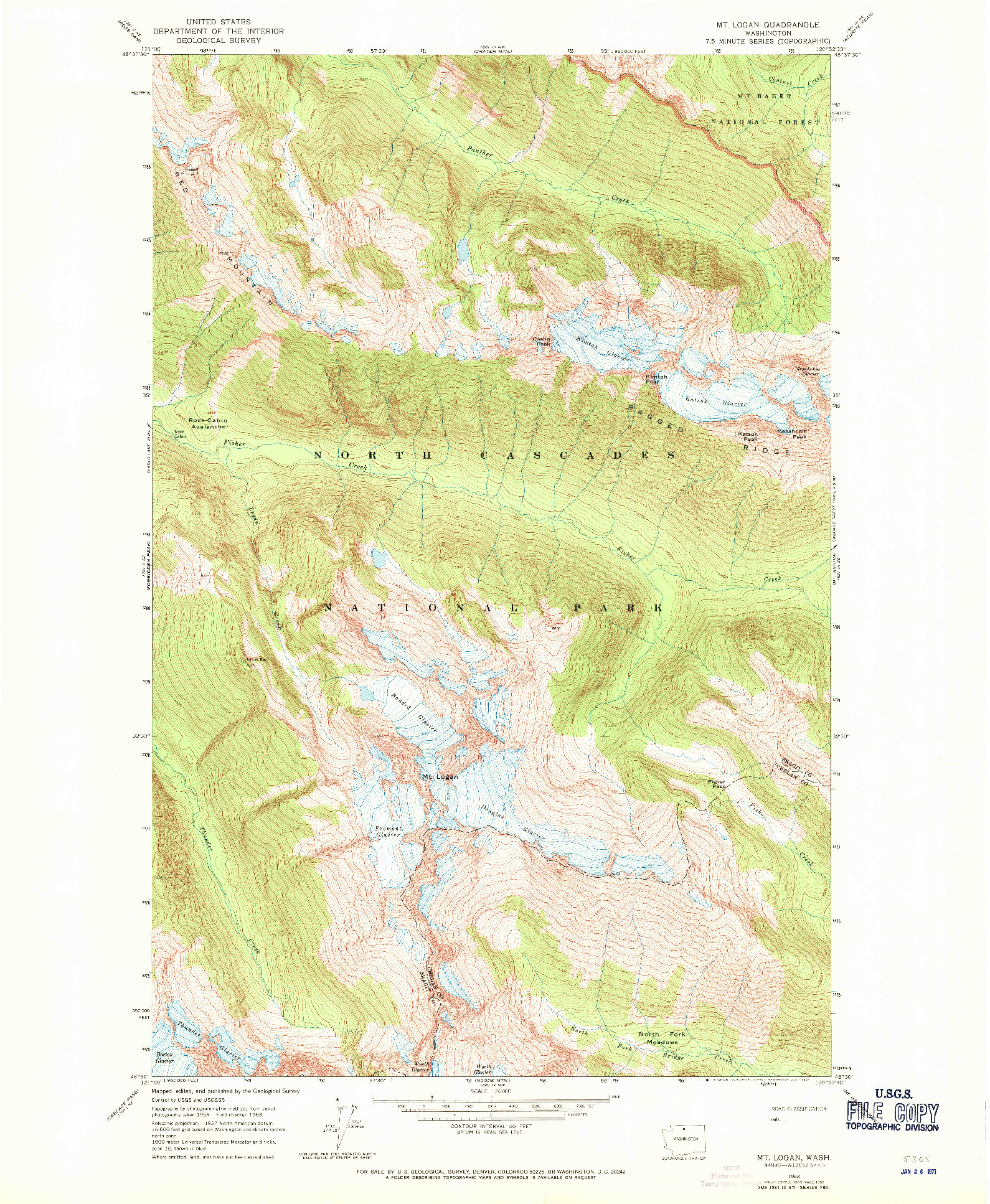 USGS 1:24000-SCALE QUADRANGLE FOR MT LOGAN, WA 1963