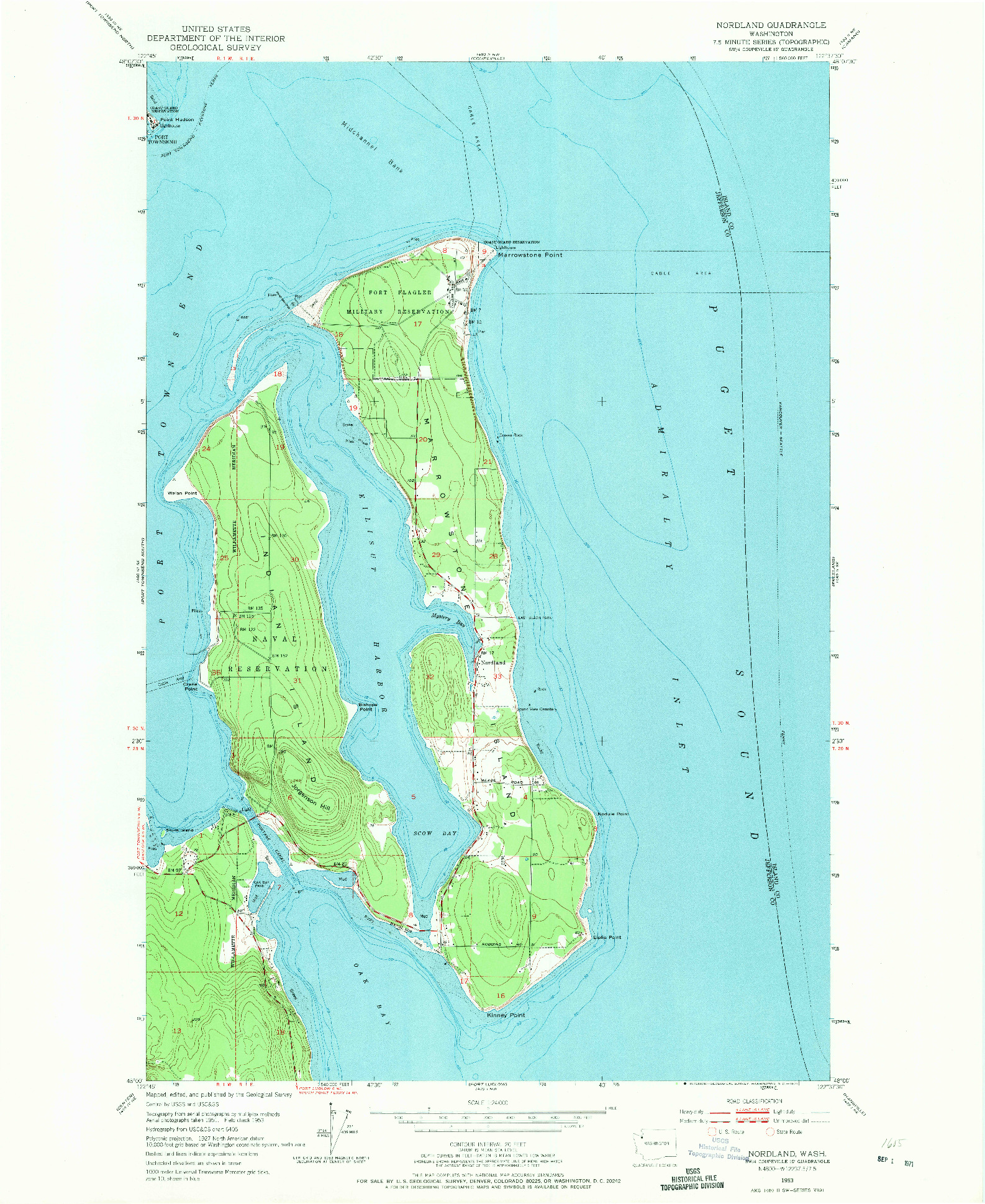 USGS 1:24000-SCALE QUADRANGLE FOR NORDLAND, WA 1953