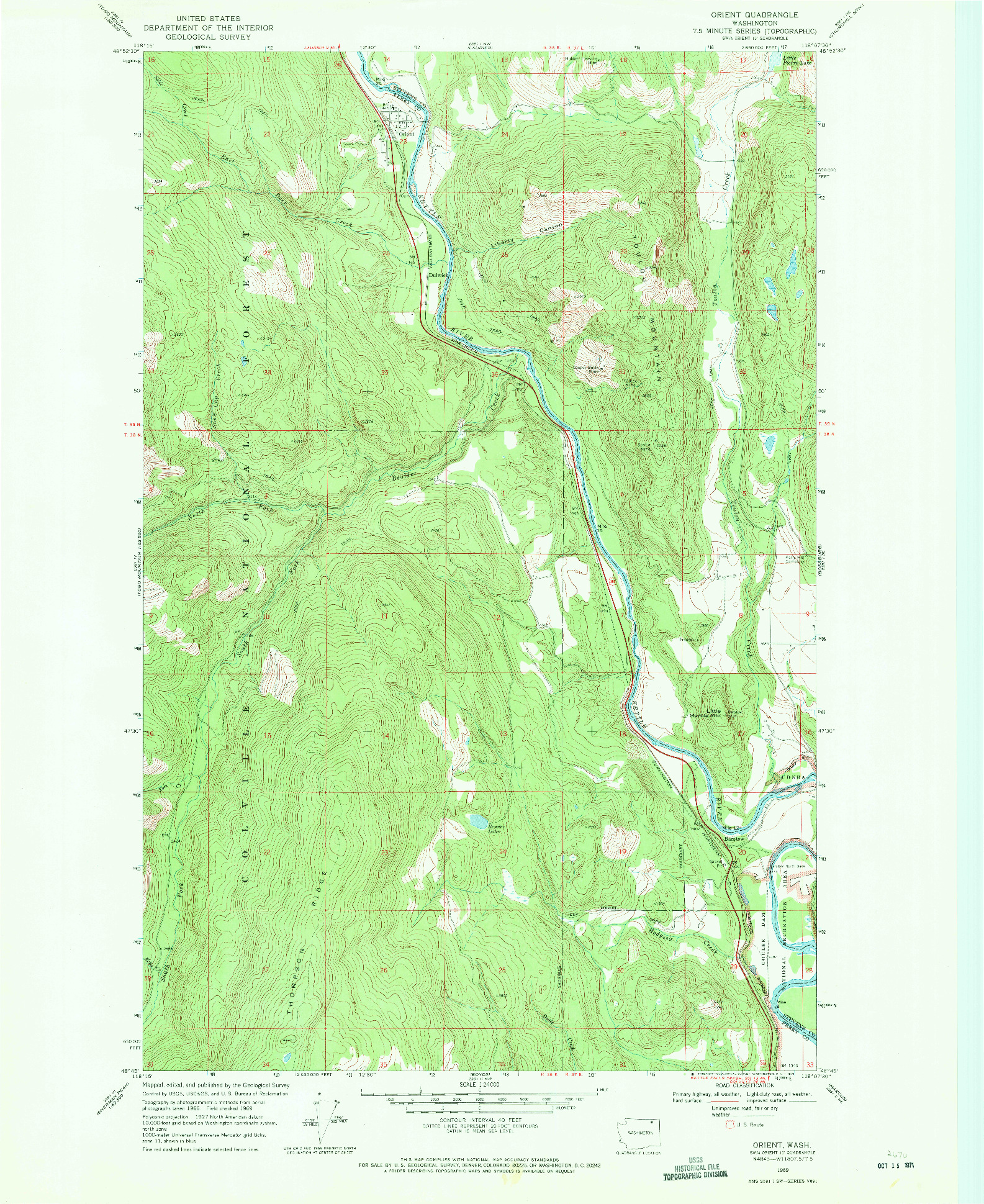 USGS 1:24000-SCALE QUADRANGLE FOR ORIENT, WA 1969