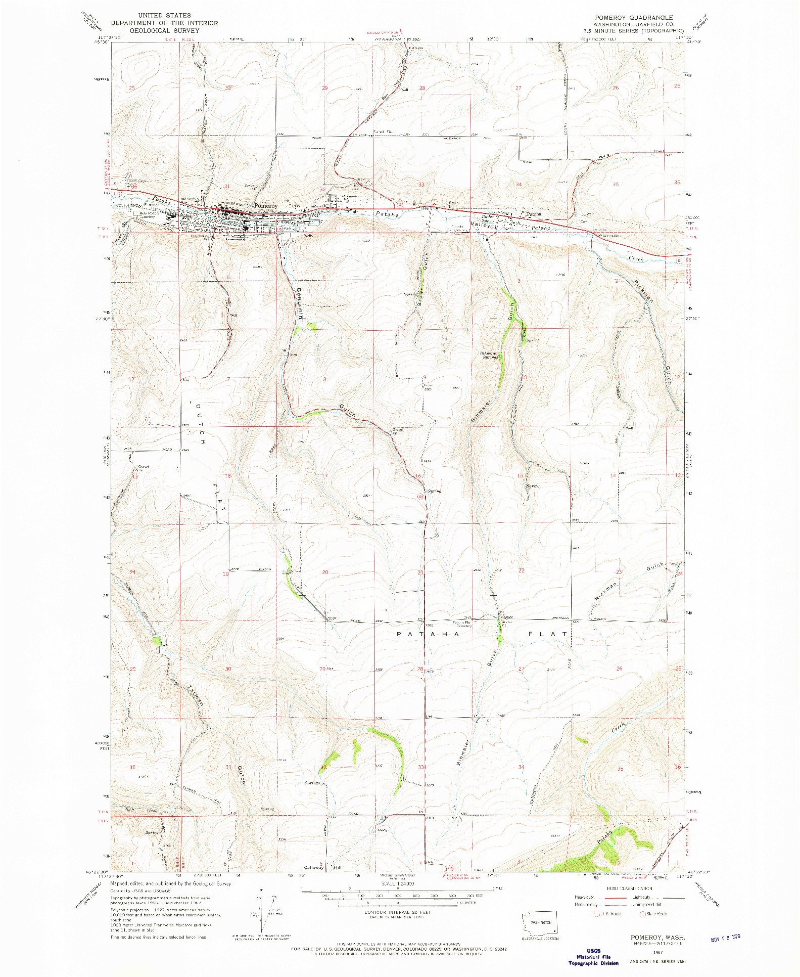 USGS 1:24000-SCALE QUADRANGLE FOR POMEROY, WA 1967