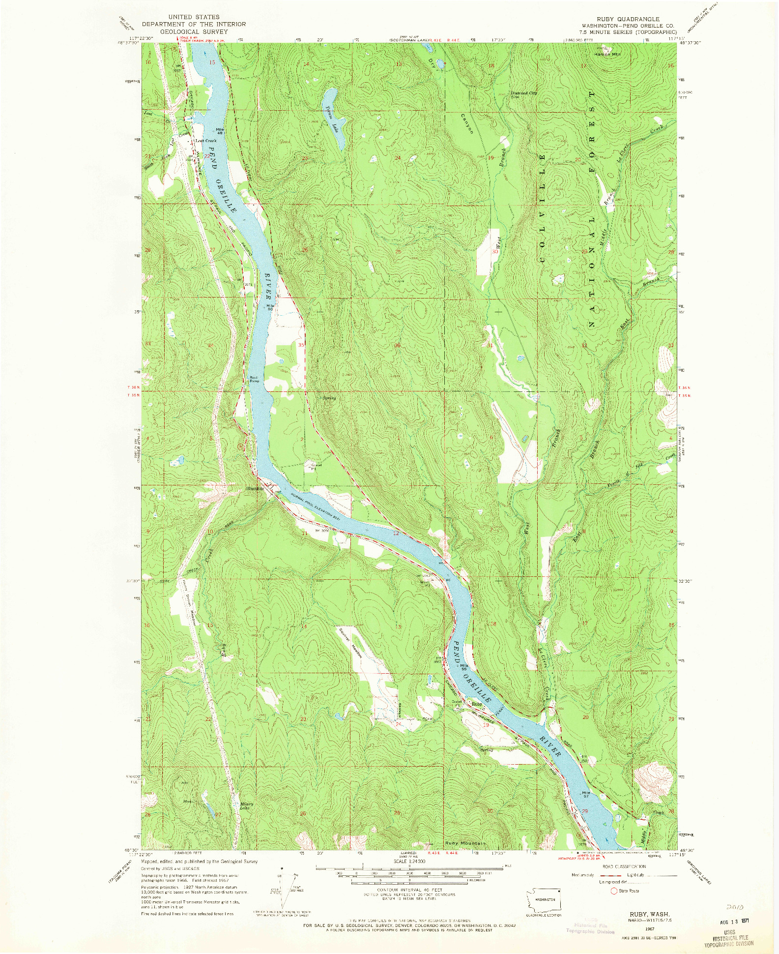 USGS 1:24000-SCALE QUADRANGLE FOR RUBY, WA 1967