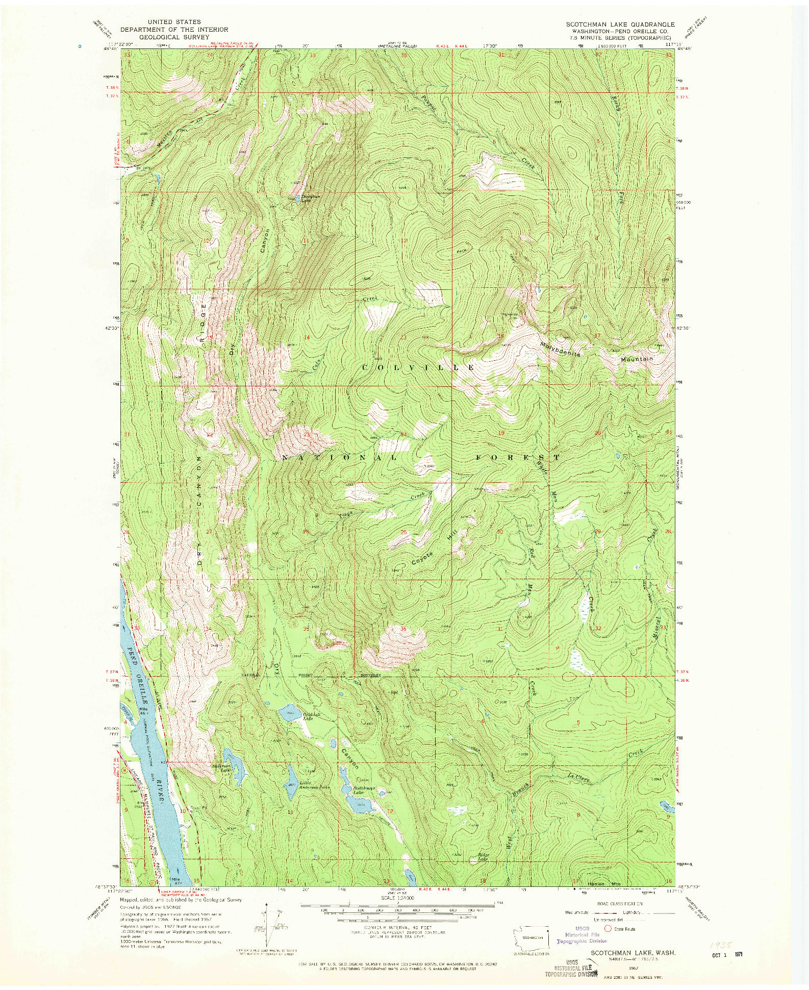 USGS 1:24000-SCALE QUADRANGLE FOR SCOTCHMAN LAKE, WA 1967