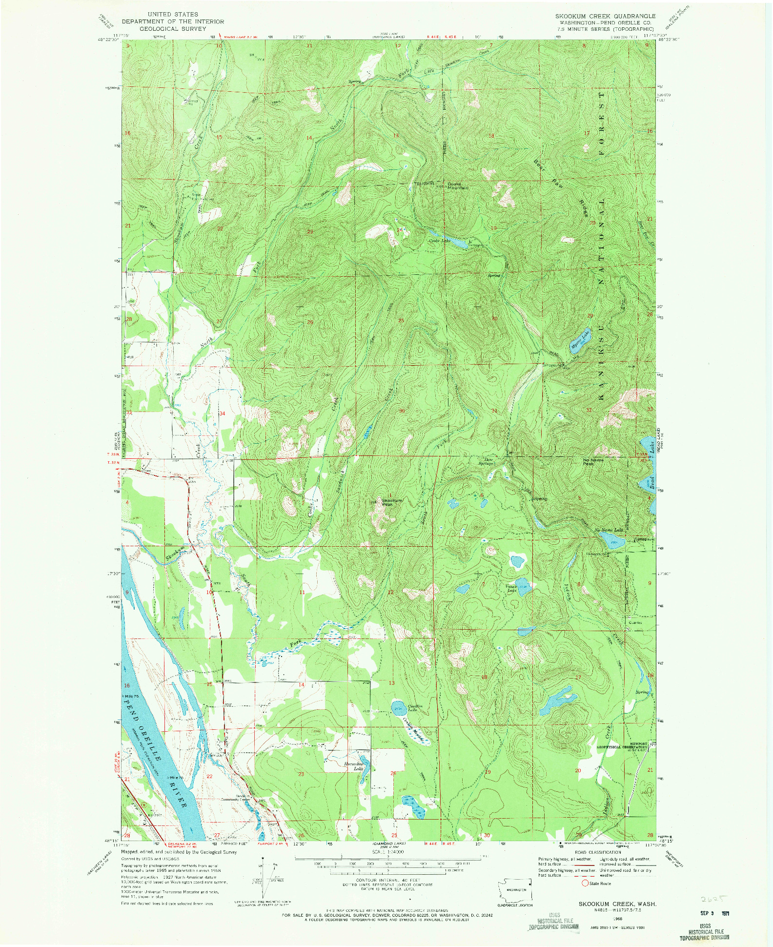 USGS 1:24000-SCALE QUADRANGLE FOR SKOOKUM CREEK, WA 1968