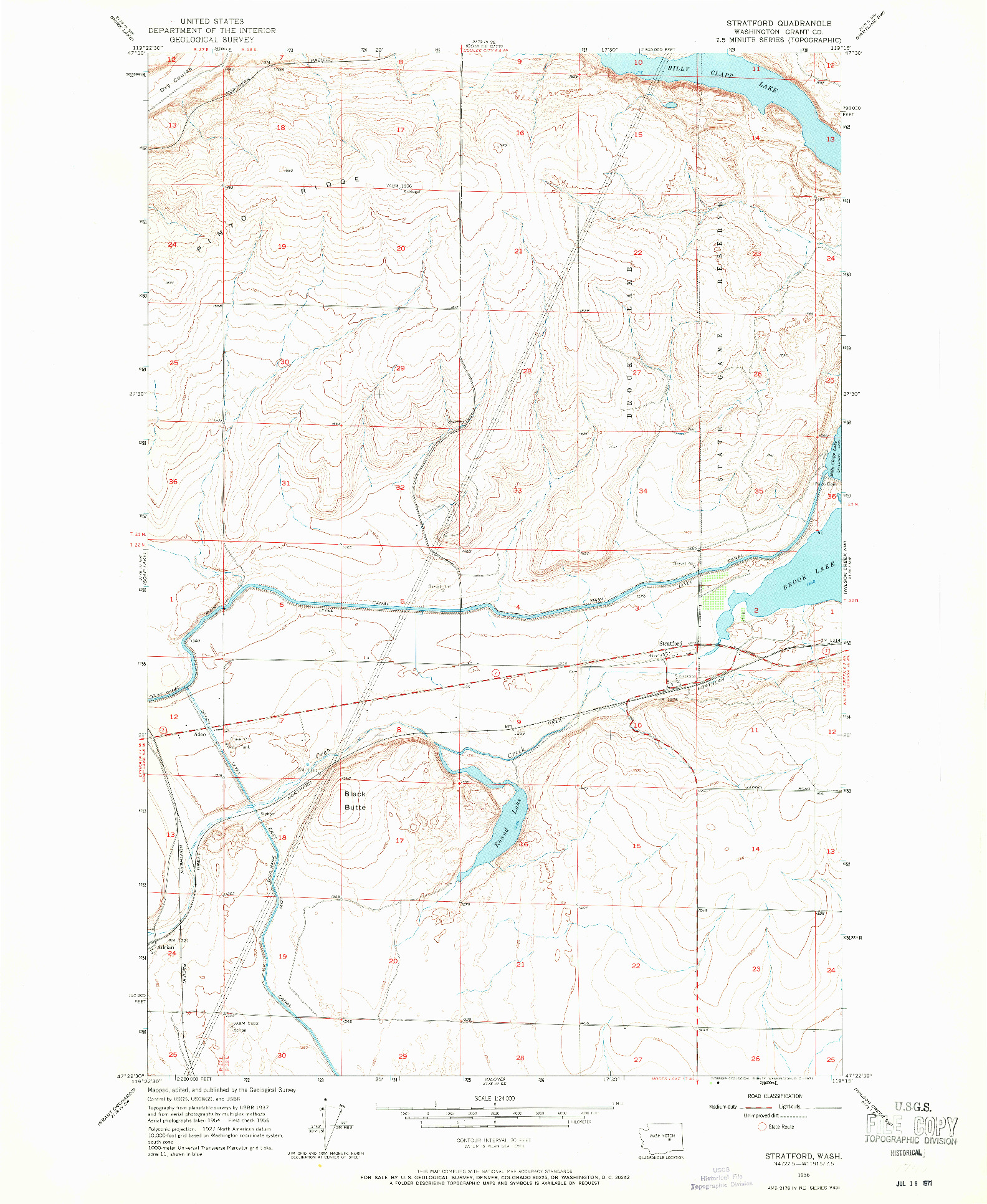 USGS 1:24000-SCALE QUADRANGLE FOR STRATFORD, WA 1956