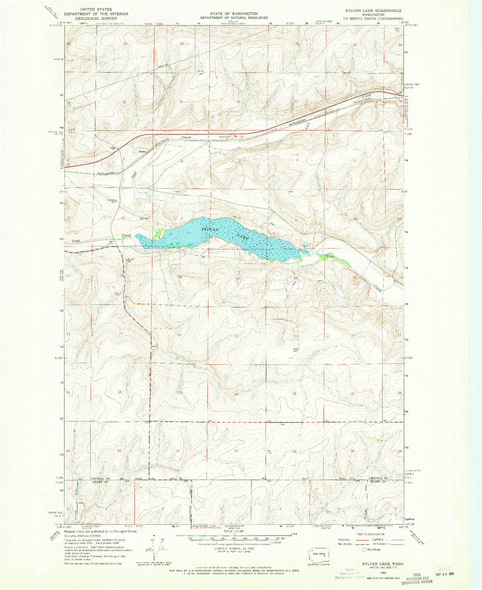 USGS 1:24000-SCALE QUADRANGLE FOR SYLVAN LAKE, WA 1968