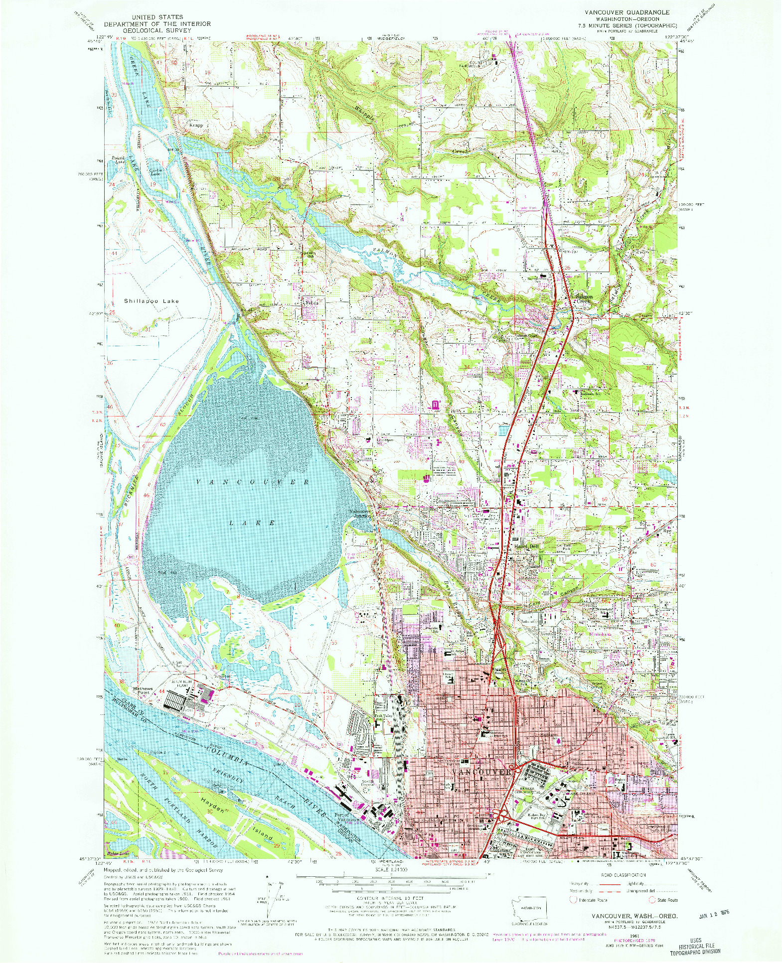 USGS 1:24000-SCALE QUADRANGLE FOR VANCOUVER, WA 1961