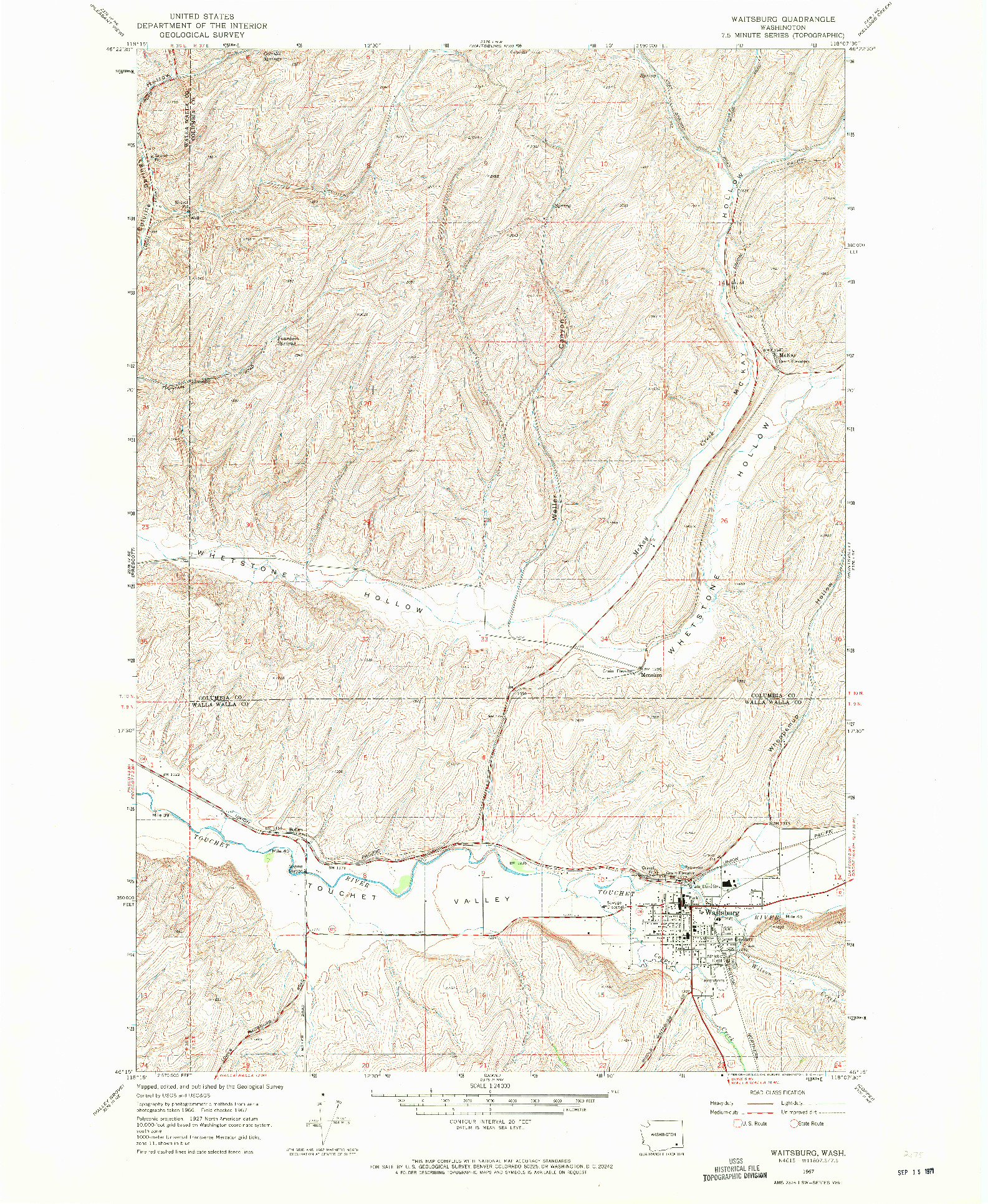 USGS 1:24000-SCALE QUADRANGLE FOR WAITSBURG, WA 1967