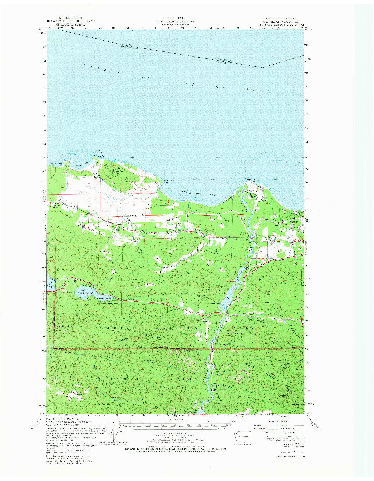 USGS 1:62500-SCALE QUADRANGLE FOR JOYCE, WA 1950