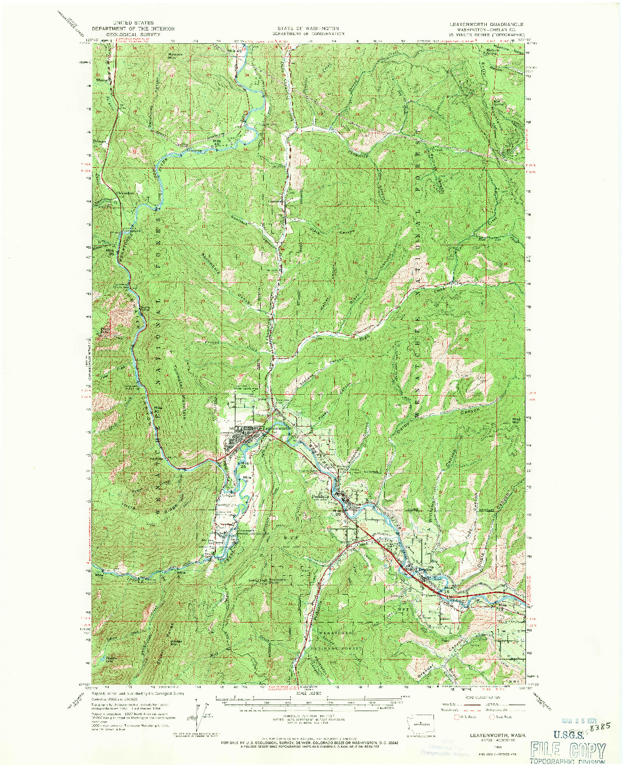 USGS 1:62500-SCALE QUADRANGLE FOR LEAVENWORTH, WA 1964