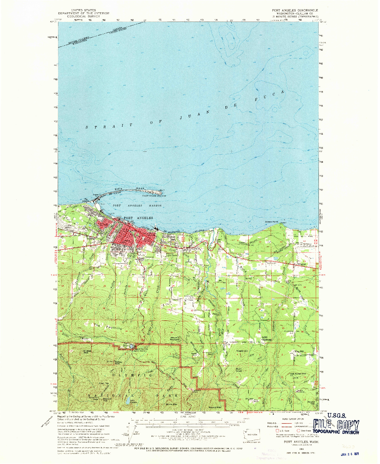 USGS 1:62500-SCALE QUADRANGLE FOR PORT ANGELES, WA 1961