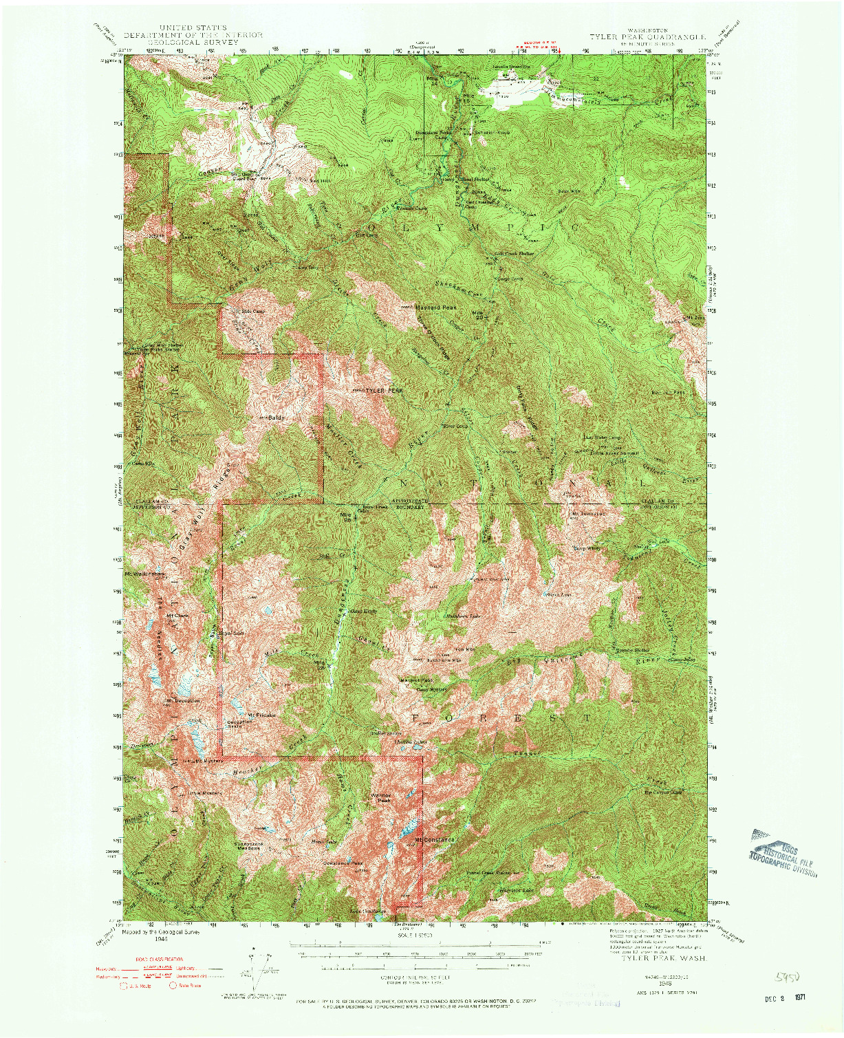 USGS 1:62500-SCALE QUADRANGLE FOR TYLER PEAK, WA 1946