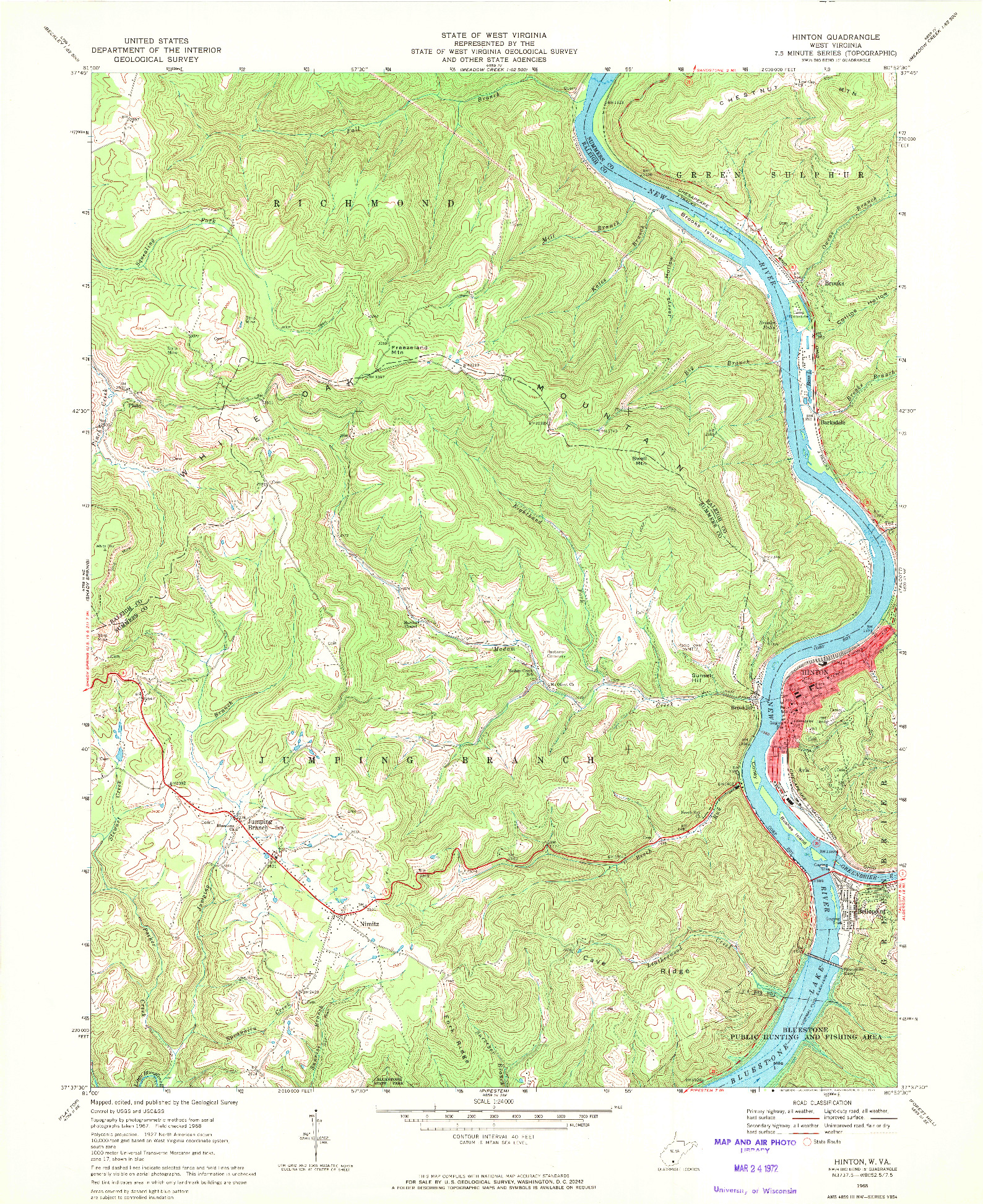 USGS 1:24000-SCALE QUADRANGLE FOR HINTON, WV 1968