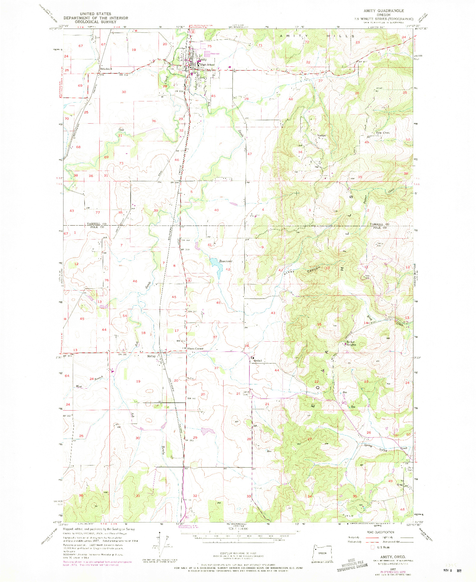 USGS 1:24000-SCALE QUADRANGLE FOR AMITY, OR 1957