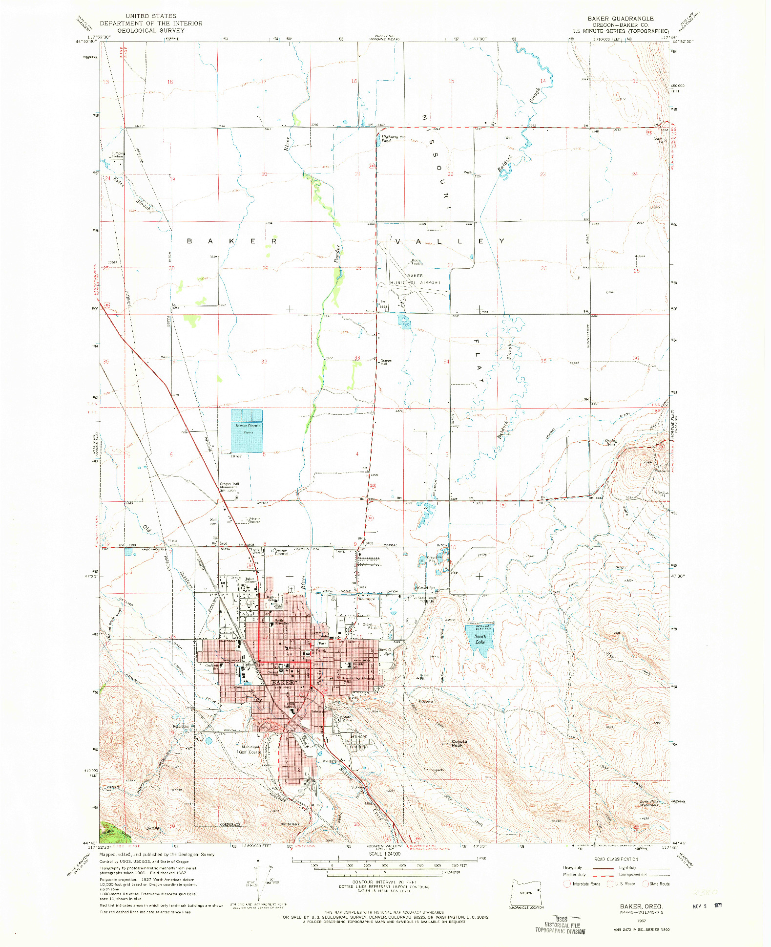 USGS 1:24000-SCALE QUADRANGLE FOR BAKER, OR 1967
