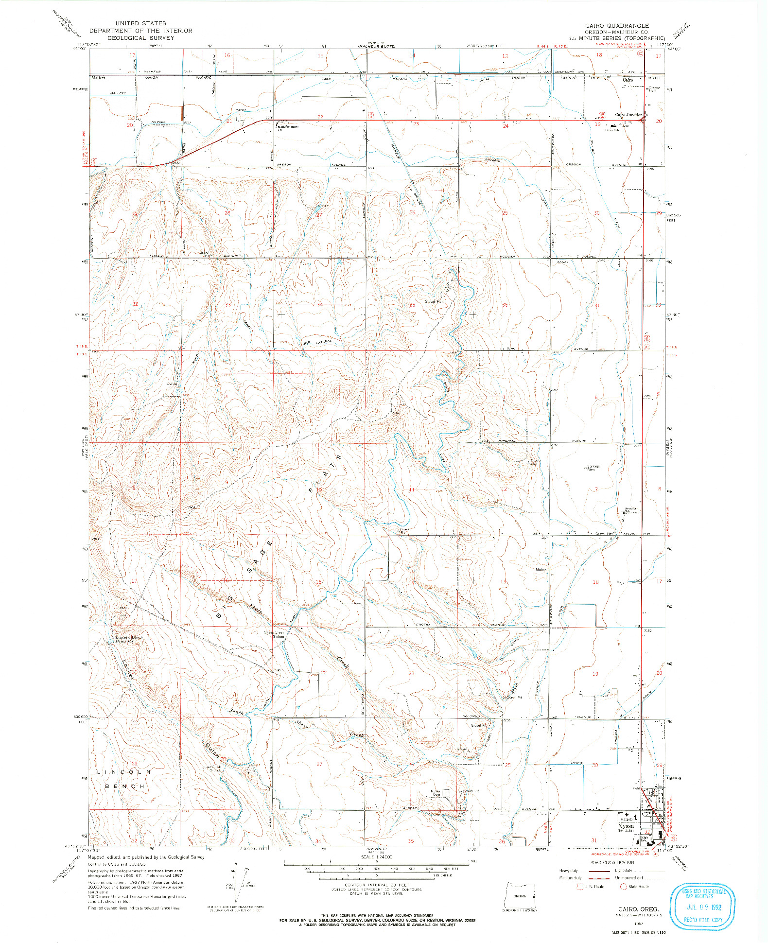 USGS 1:24000-SCALE QUADRANGLE FOR CAIRO, OR 1967