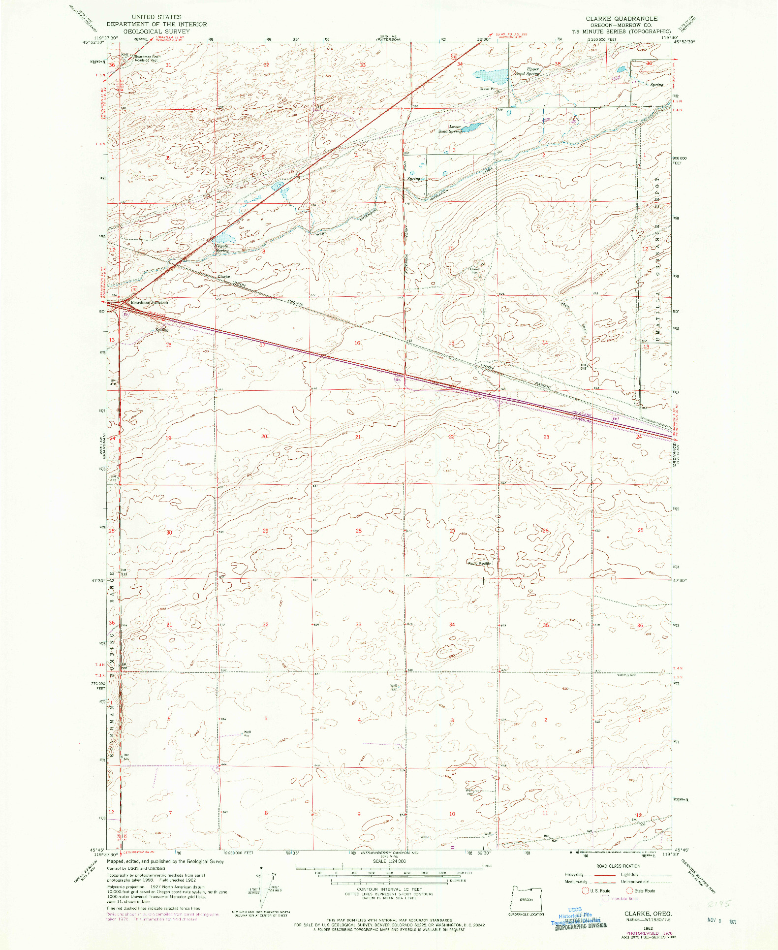 USGS 1:24000-SCALE QUADRANGLE FOR CLARKE, OR 1962