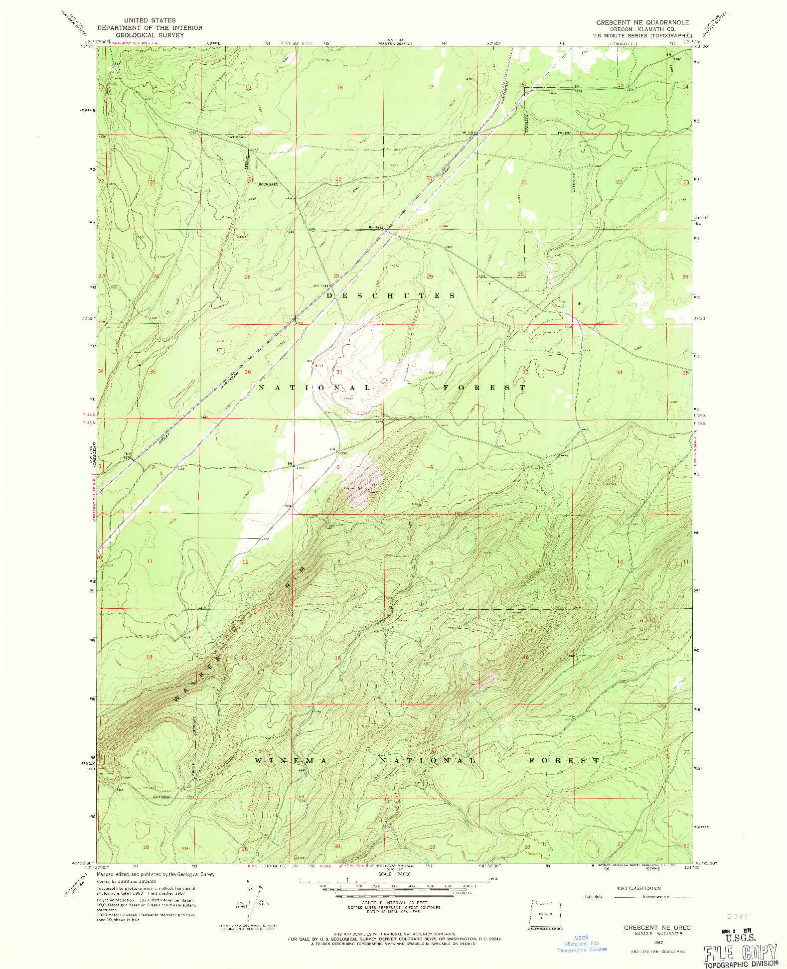 USGS 1:24000-SCALE QUADRANGLE FOR CRESCENT NE, OR 1967