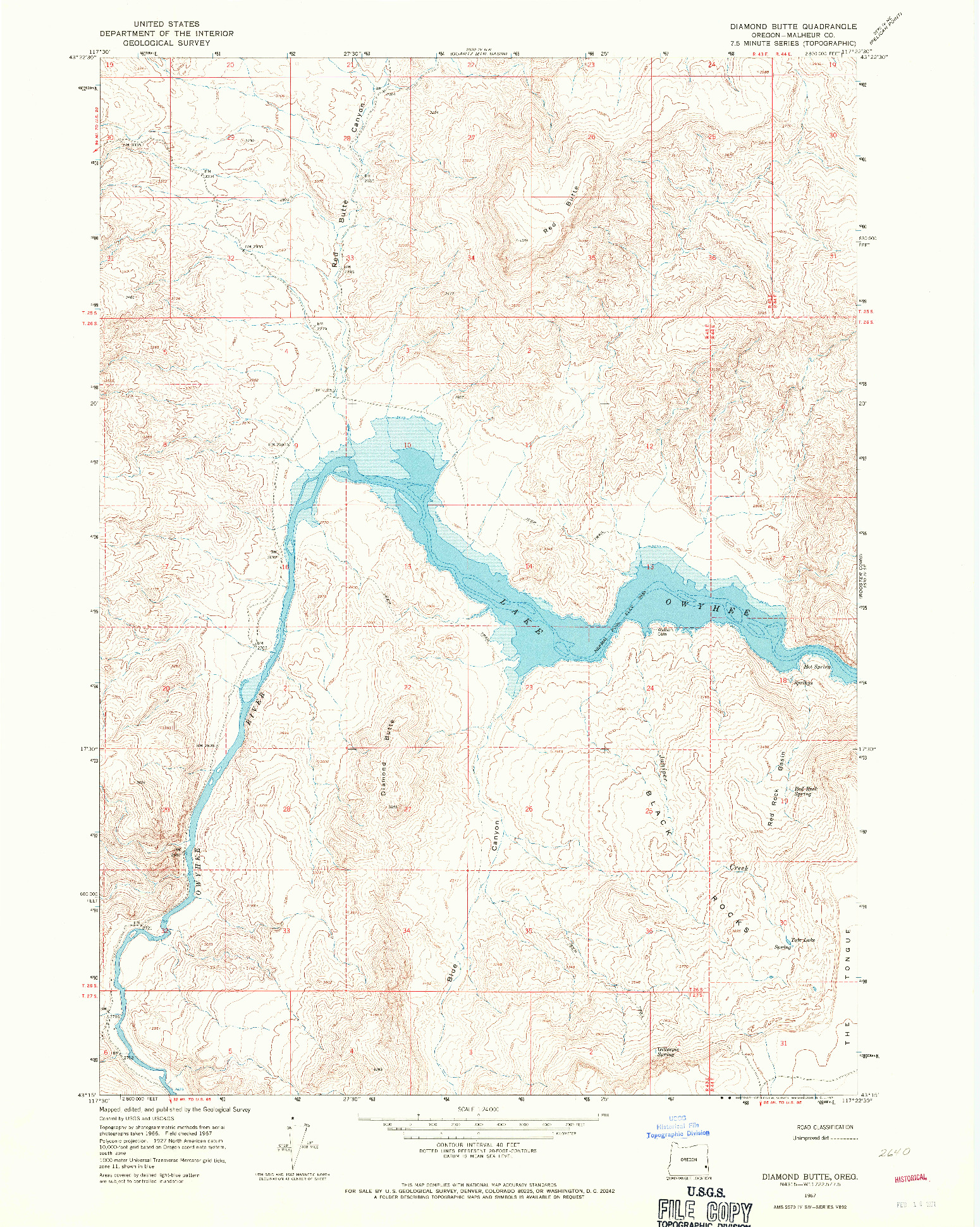 USGS 1:24000-SCALE QUADRANGLE FOR DIAMOND BUTTE, OR 1967