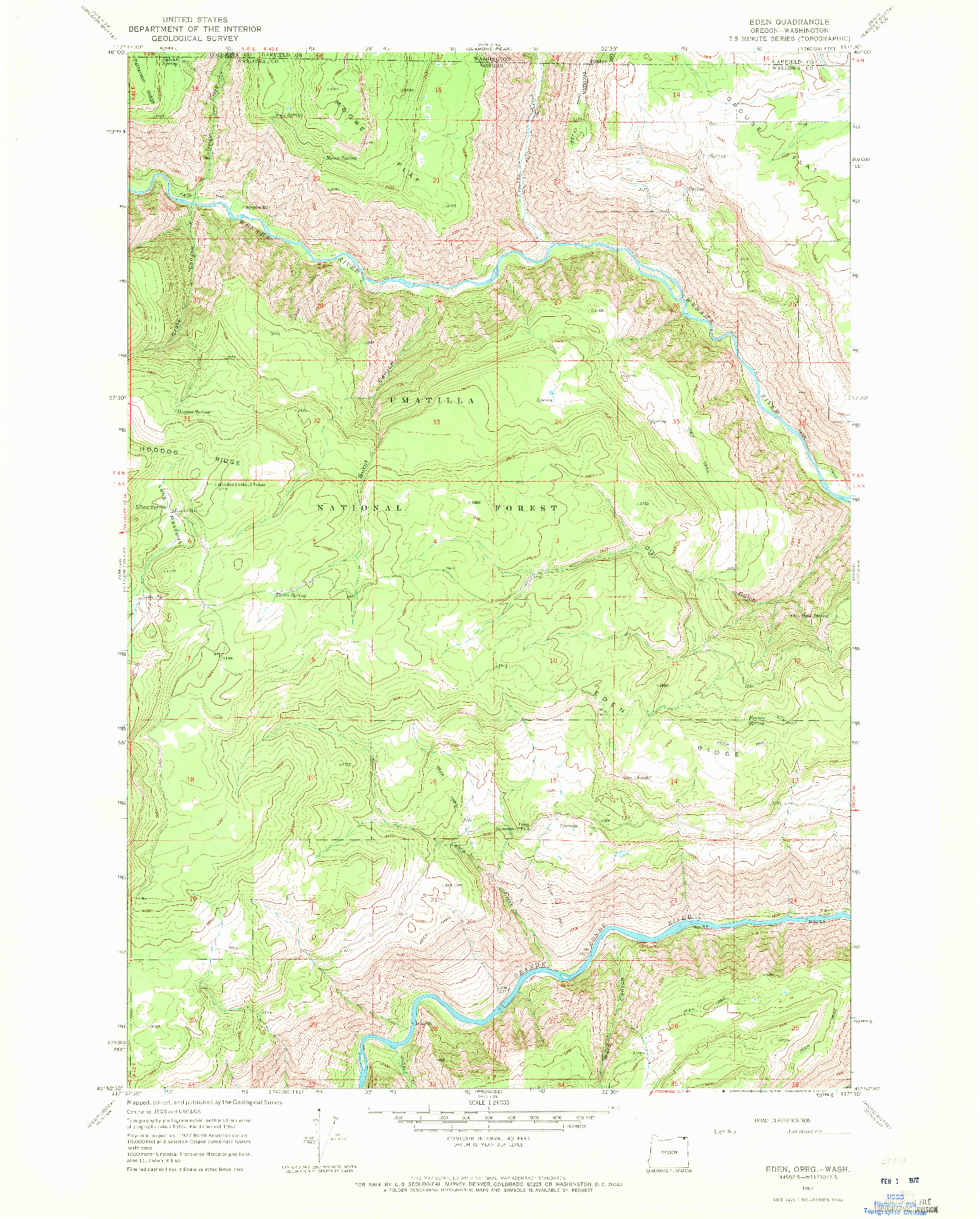 USGS 1:24000-SCALE QUADRANGLE FOR EDEN, OR 1967