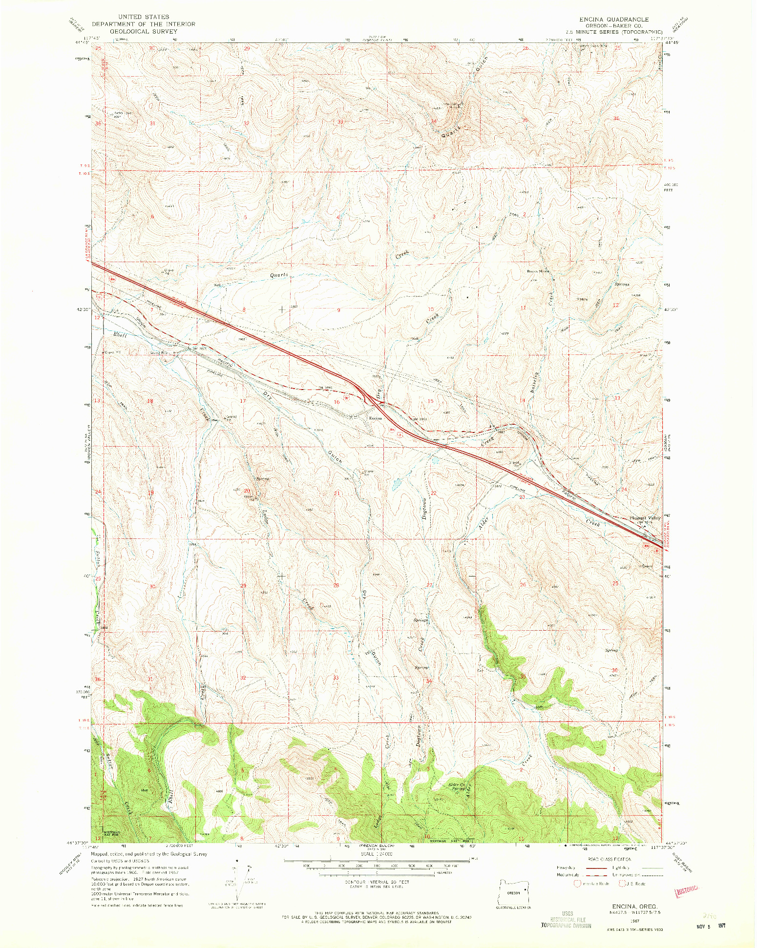 USGS 1:24000-SCALE QUADRANGLE FOR ENCINA, OR 1967