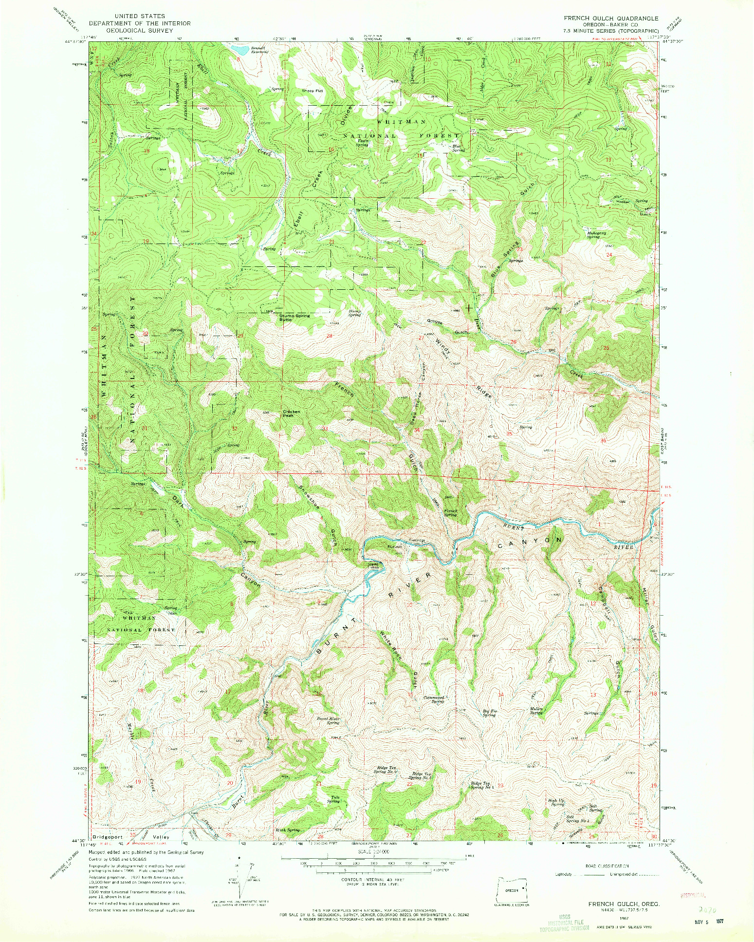 USGS 1:24000-SCALE QUADRANGLE FOR FRENCH GULCH, OR 1967