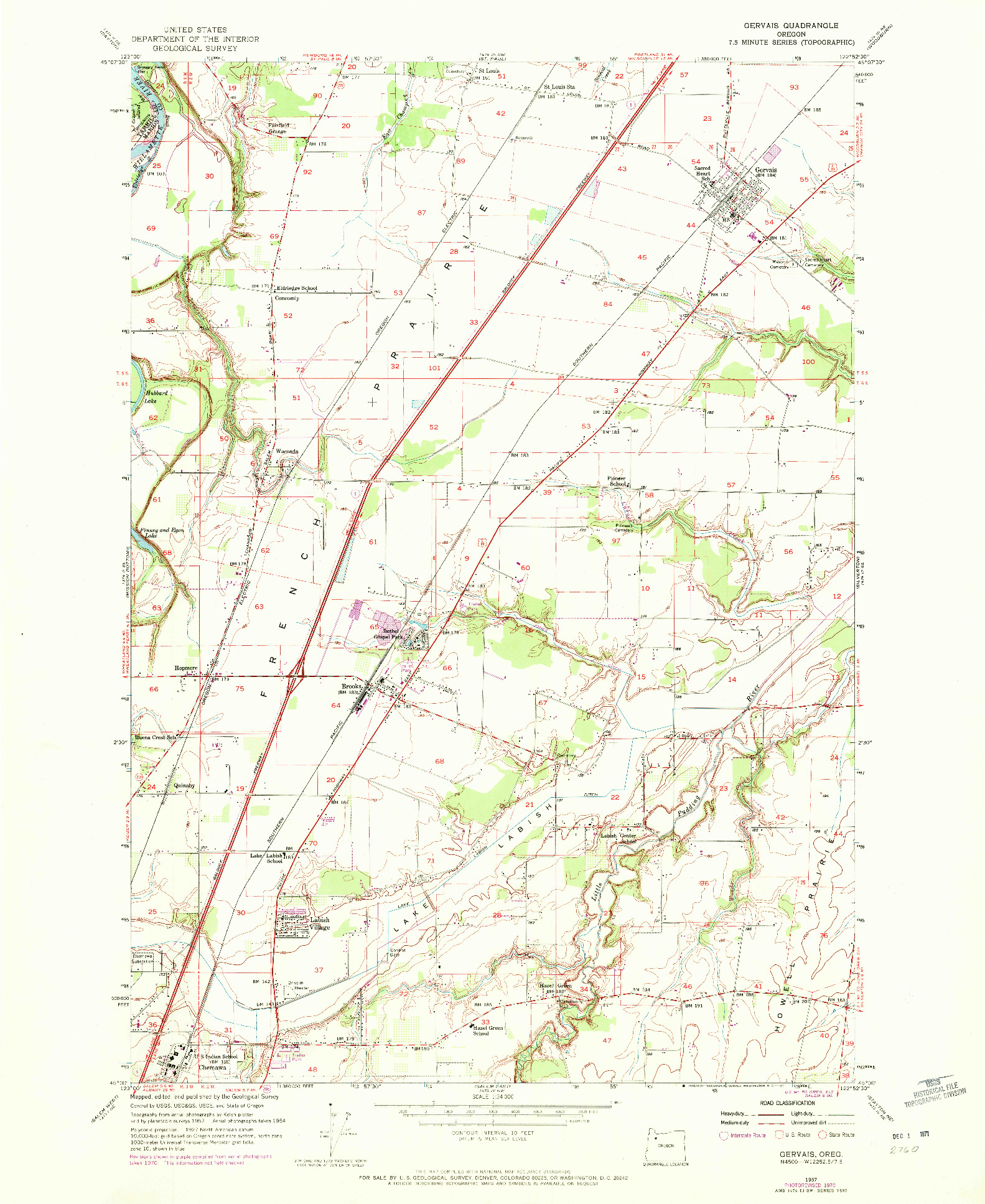 USGS 1:24000-SCALE QUADRANGLE FOR GERVAIS, OR 1957