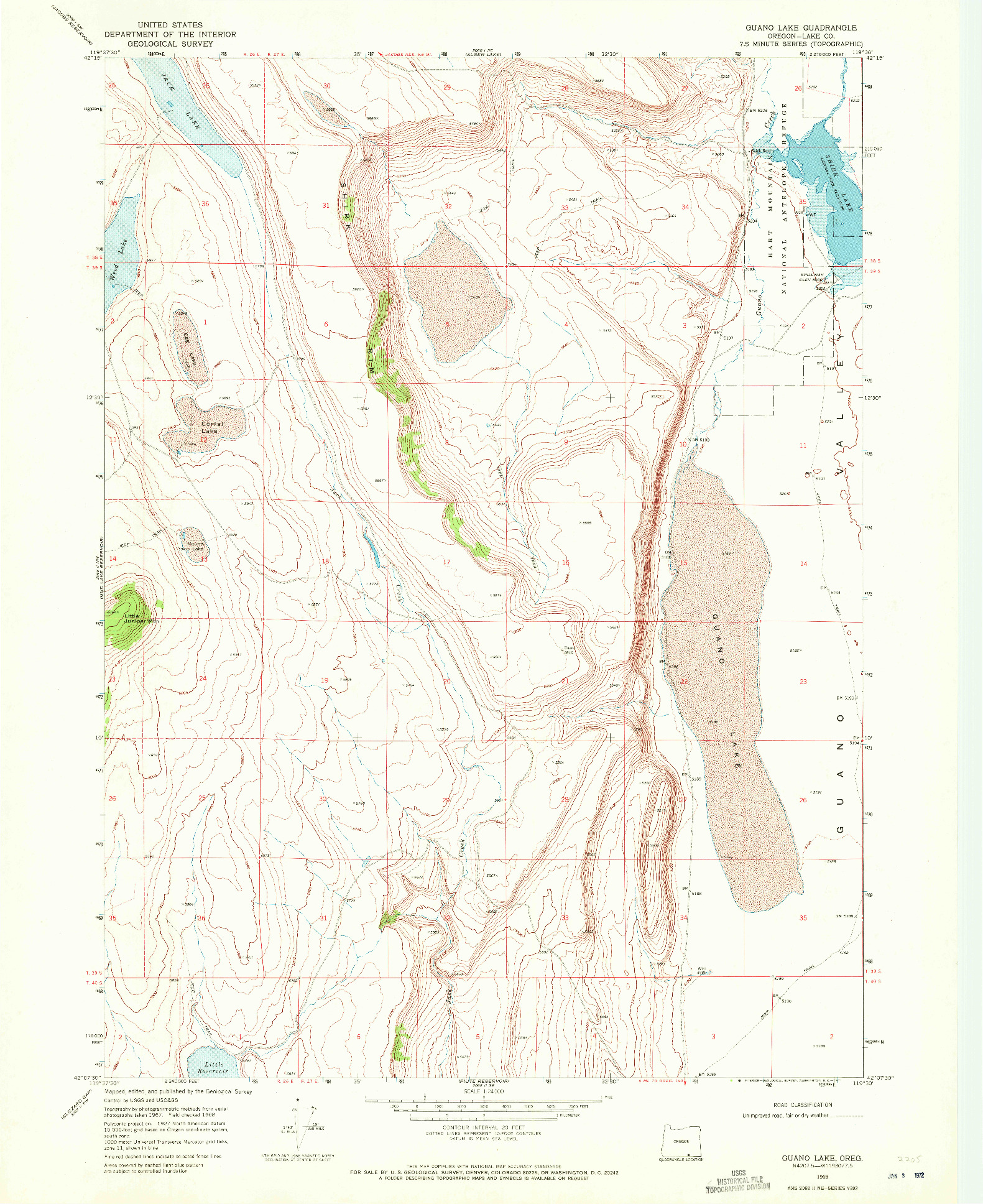 USGS 1:24000-SCALE QUADRANGLE FOR GUANO LAKE, OR 1968