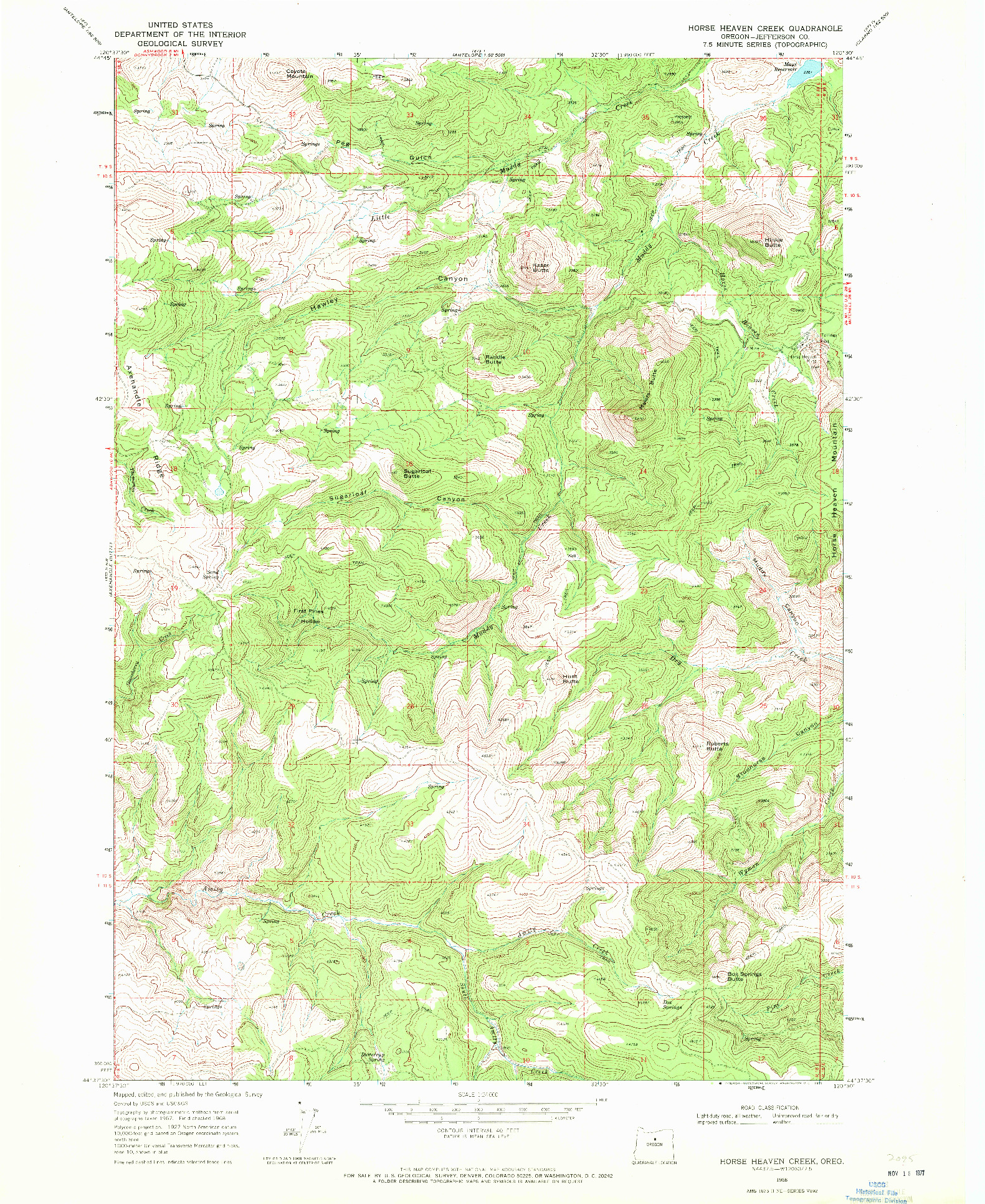 USGS 1:24000-SCALE QUADRANGLE FOR HORSE HEAVEN CREEK, OR 1968