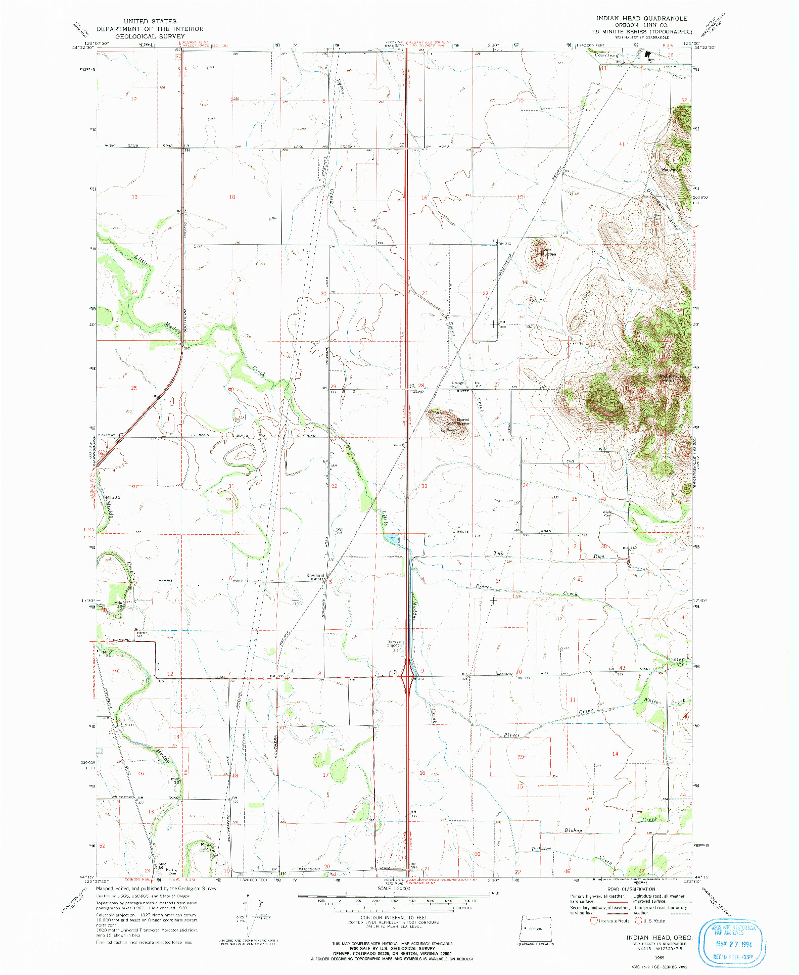 USGS 1:24000-SCALE QUADRANGLE FOR INDIAN HEAD, OR 1969