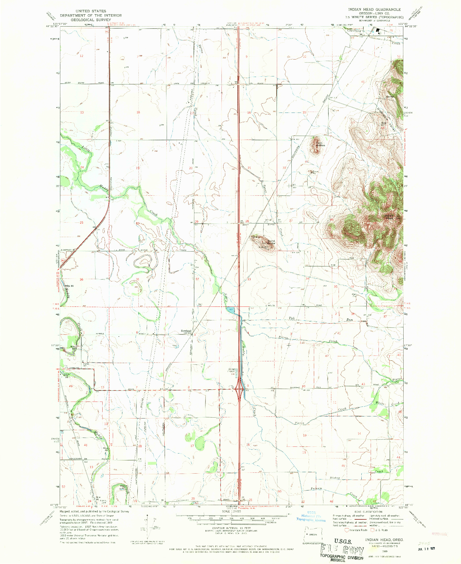 USGS 1:24000-SCALE QUADRANGLE FOR INDIAN HEAD, OR 1969
