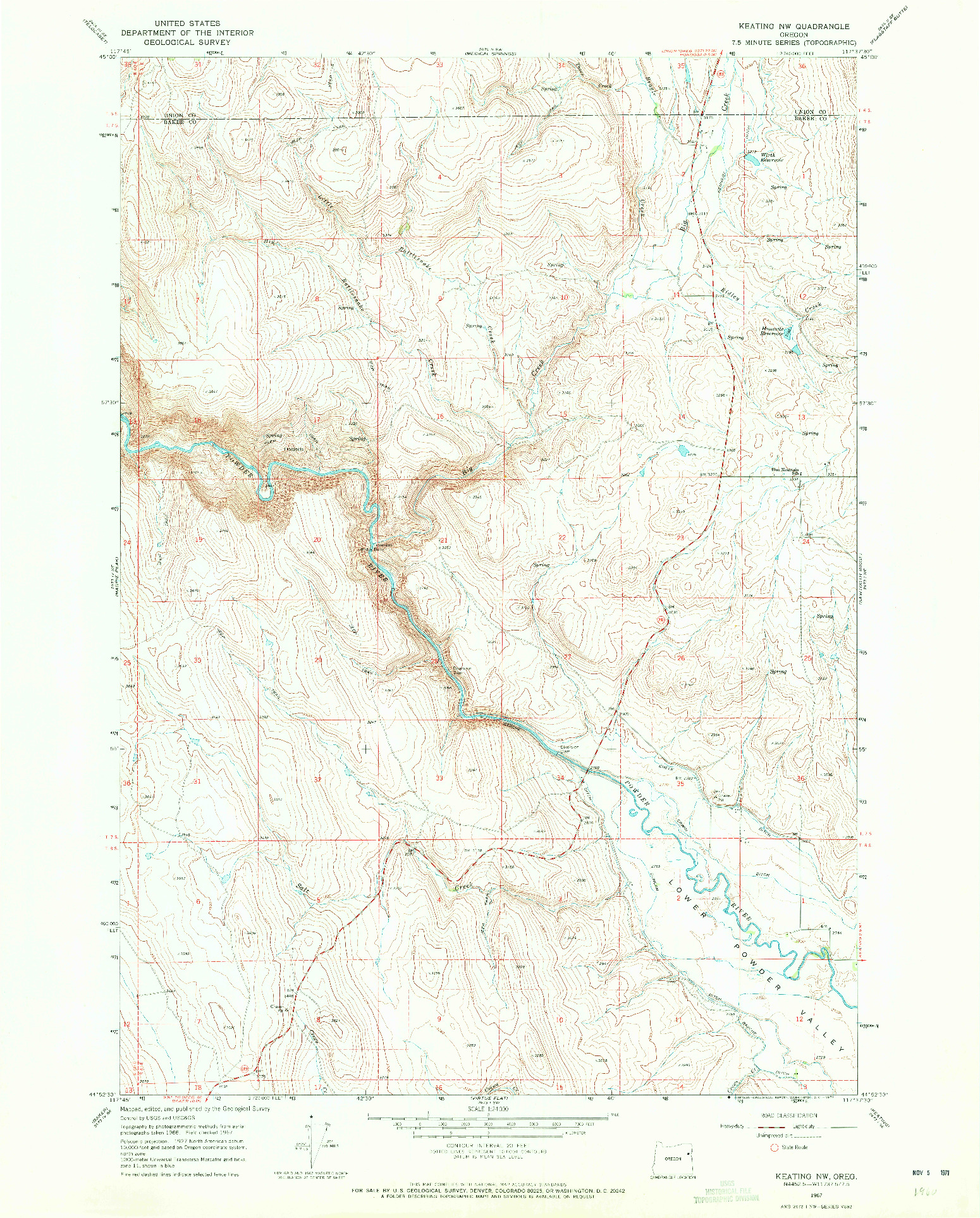 USGS 1:24000-SCALE QUADRANGLE FOR KEATING NW, OR 1967