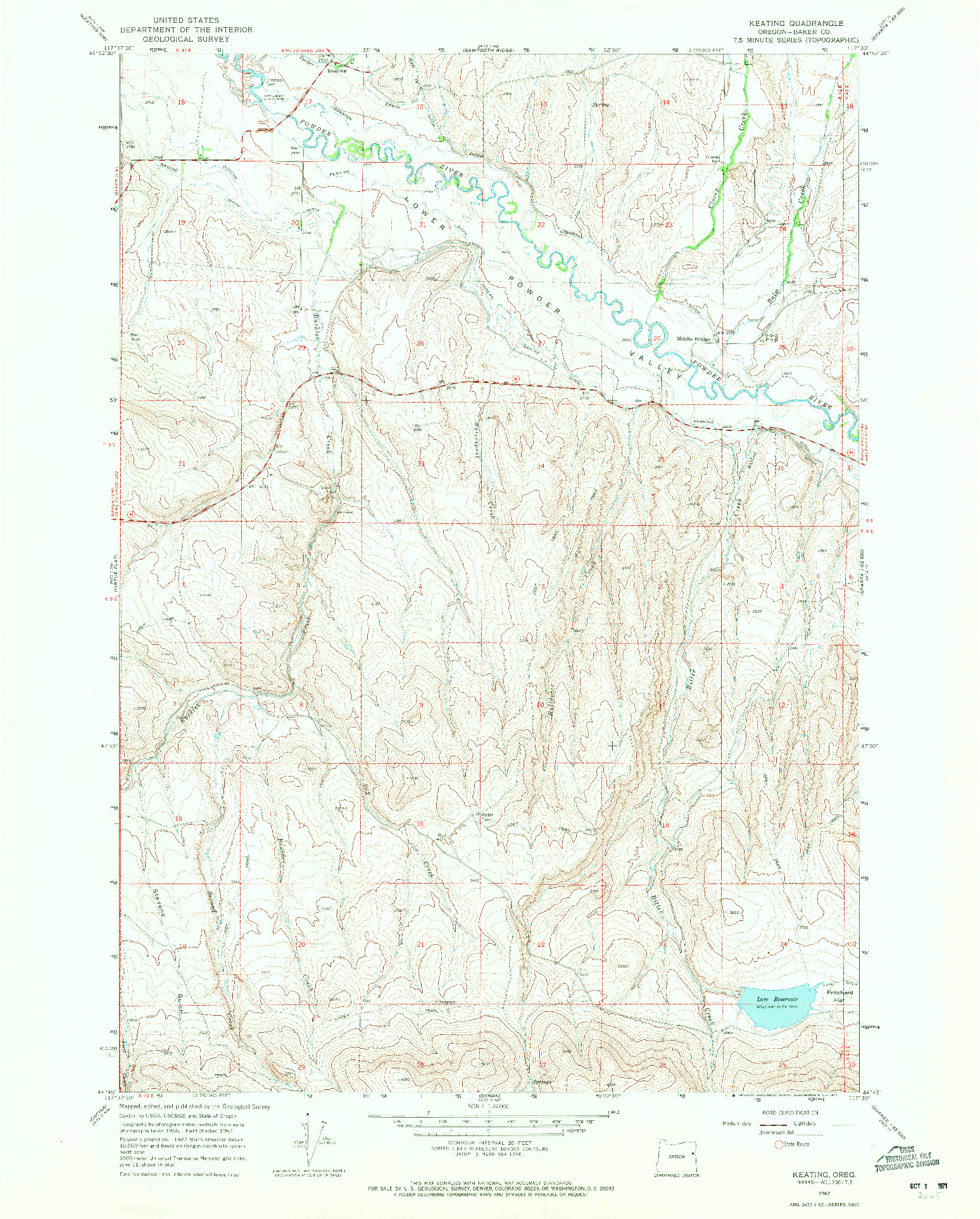 USGS 1:24000-SCALE QUADRANGLE FOR KEATING, OR 1967