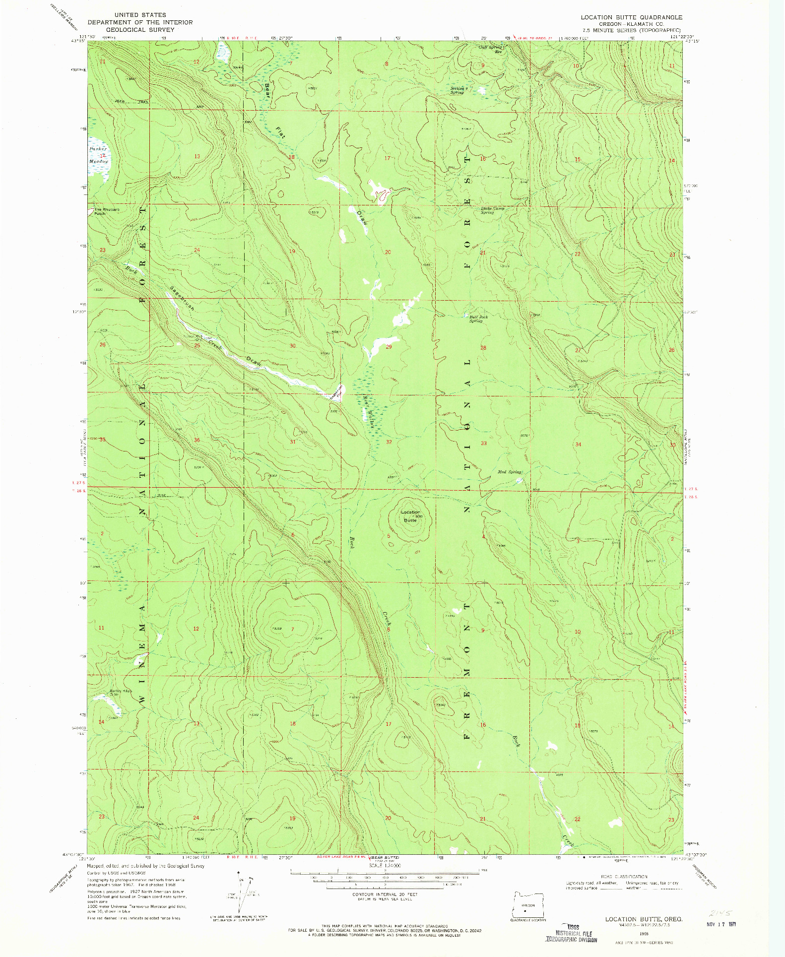 USGS 1:24000-SCALE QUADRANGLE FOR LOCATION BUTTE, OR 1968