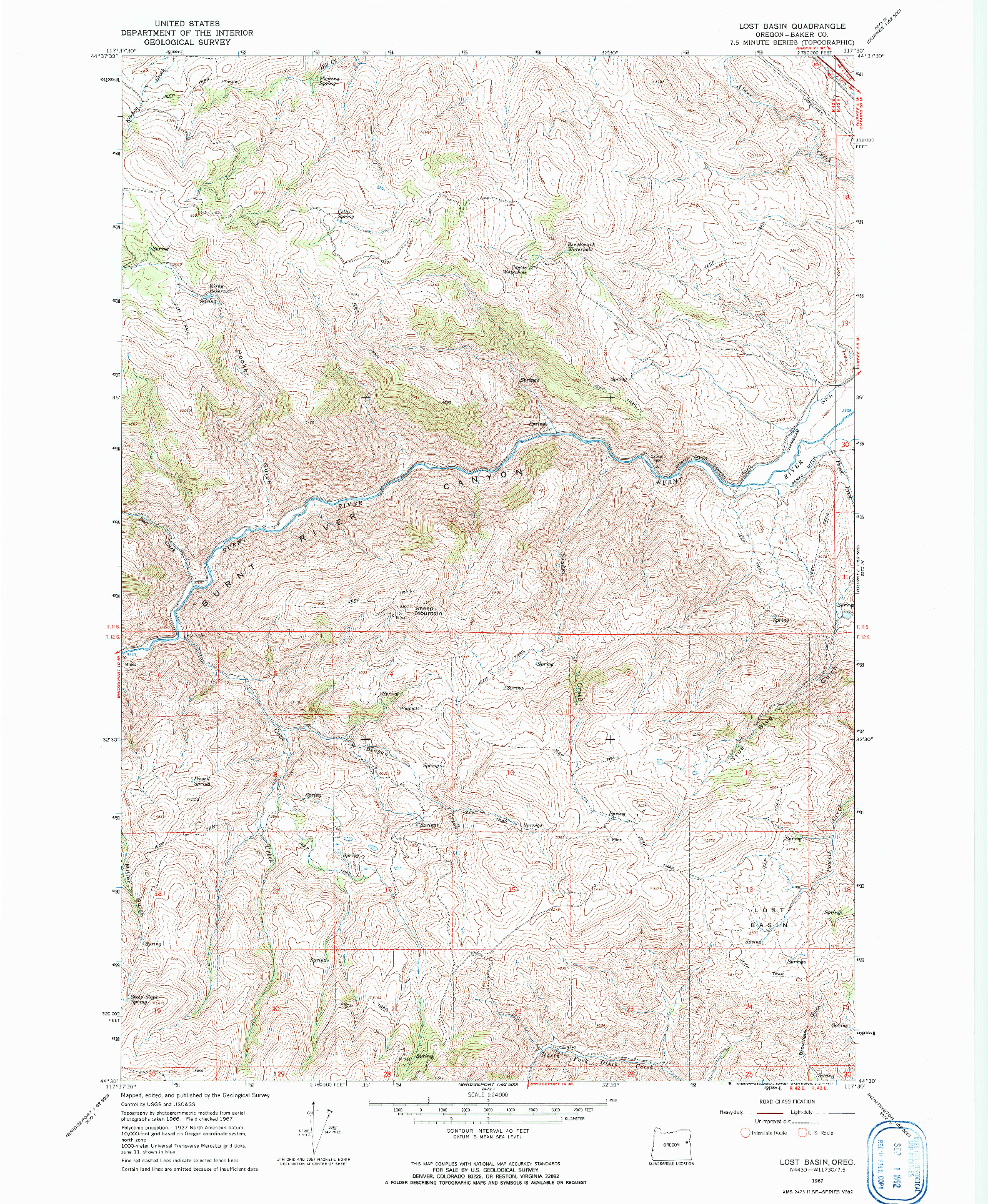 USGS 1:24000-SCALE QUADRANGLE FOR LOST BASIN, OR 1967