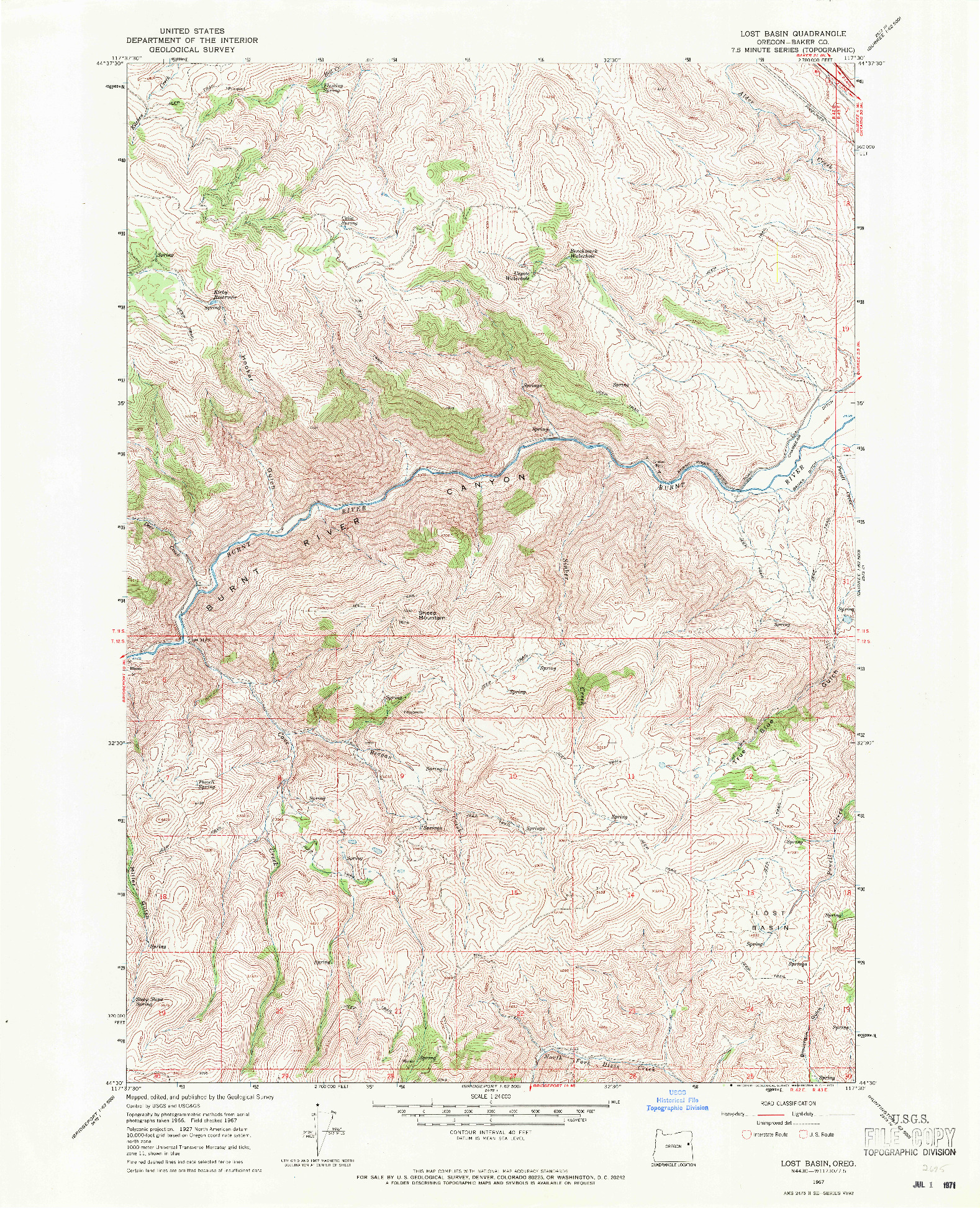 USGS 1:24000-SCALE QUADRANGLE FOR LOST BASIN, OR 1967