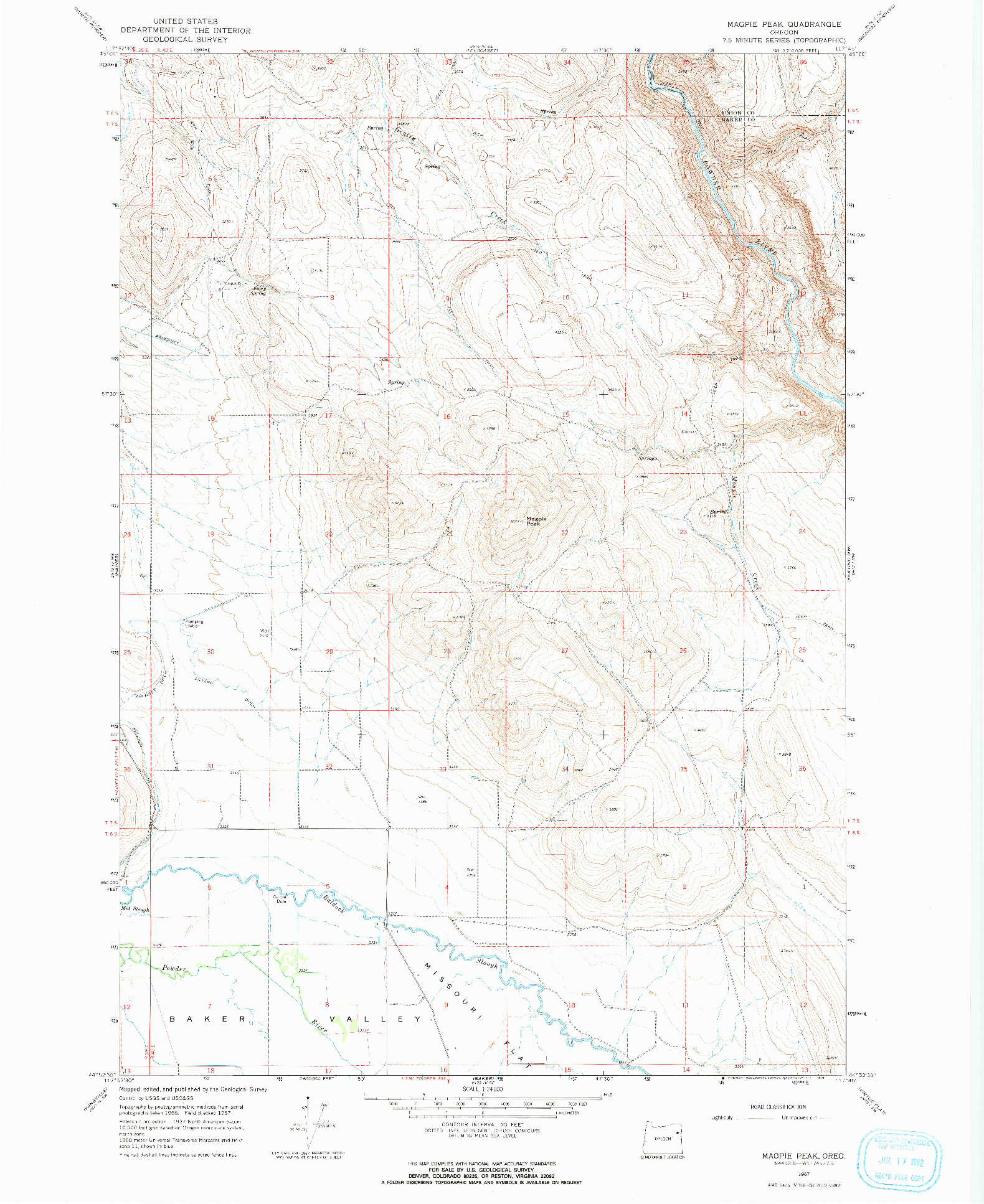 USGS 1:24000-SCALE QUADRANGLE FOR MAGPIE PEAK, OR 1967