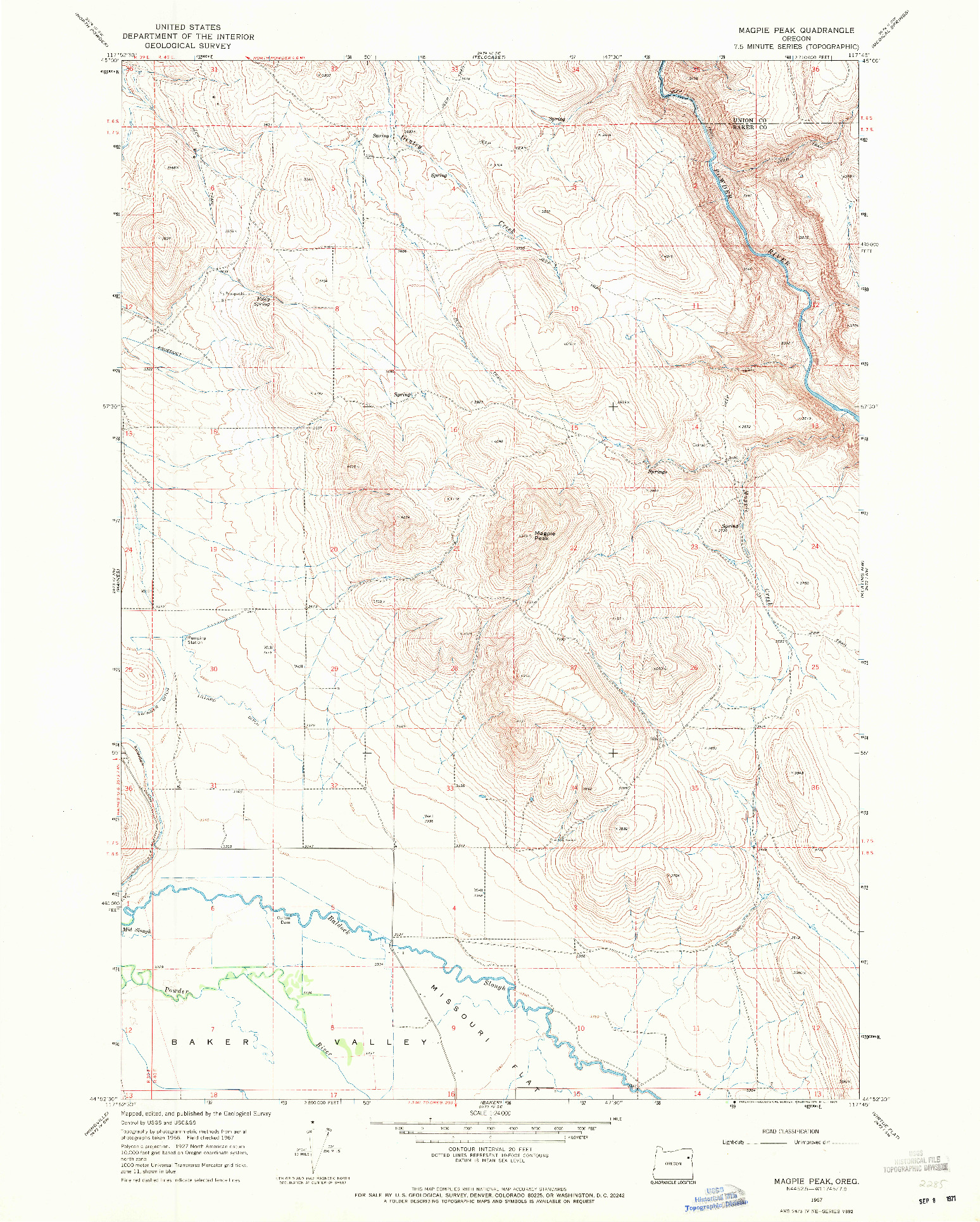USGS 1:24000-SCALE QUADRANGLE FOR MAGPIE PEAK, OR 1967