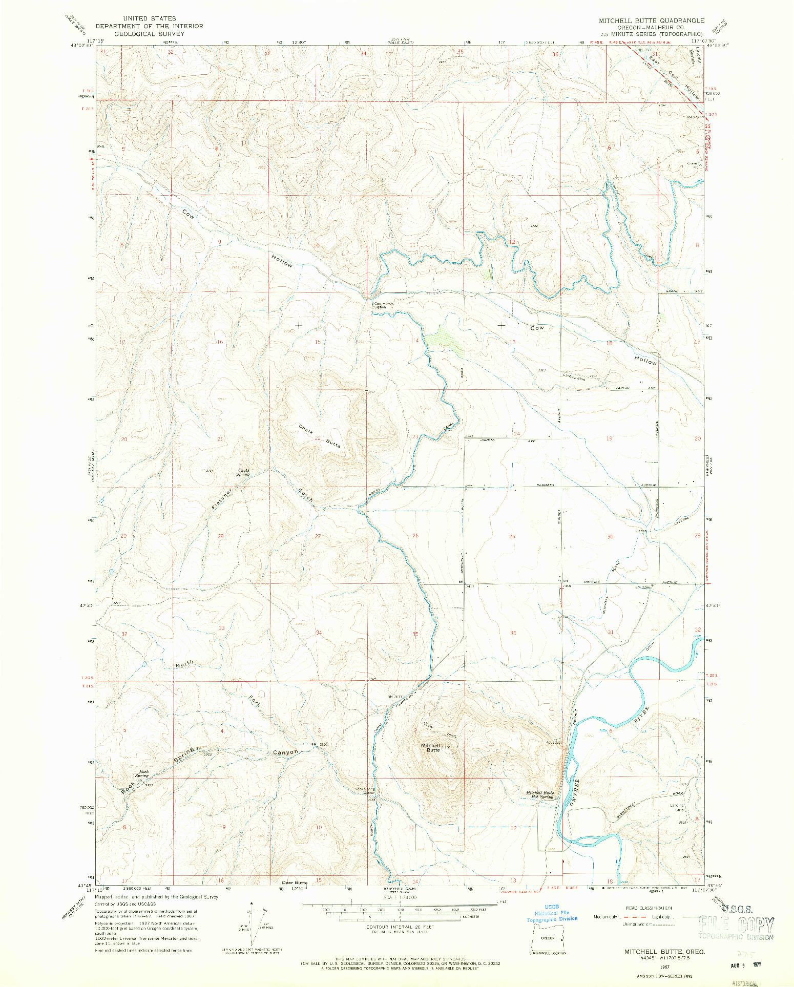 USGS 1:24000-SCALE QUADRANGLE FOR MITCHELL BUTTE, OR 1967