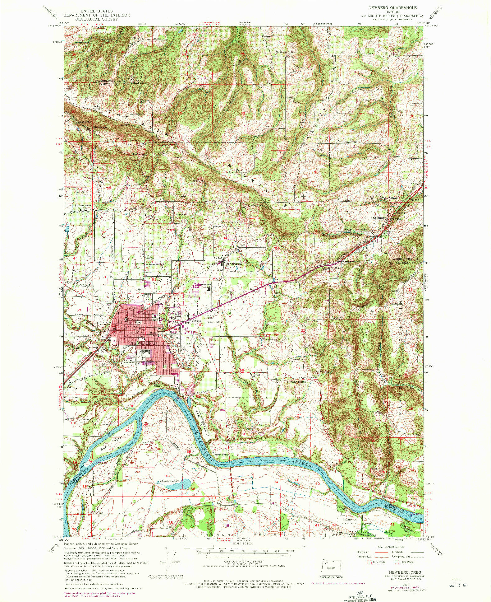 USGS 1:24000-SCALE QUADRANGLE FOR NEWBERG, OR 1961