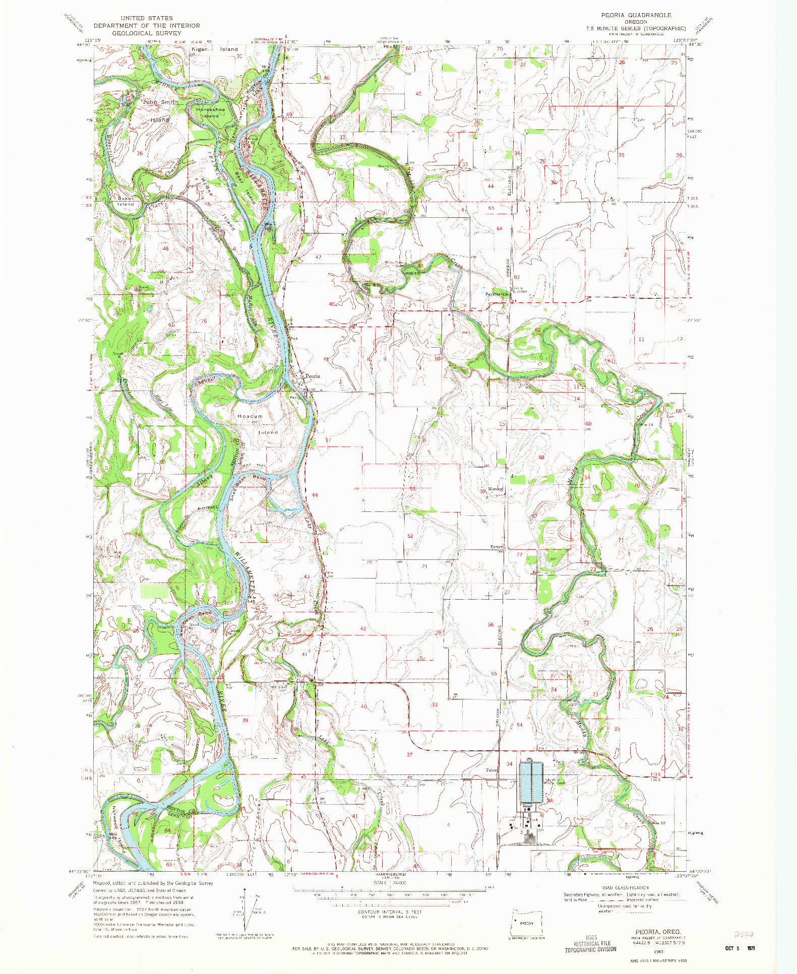 USGS 1:24000-SCALE QUADRANGLE FOR PEORIA, OR 1969