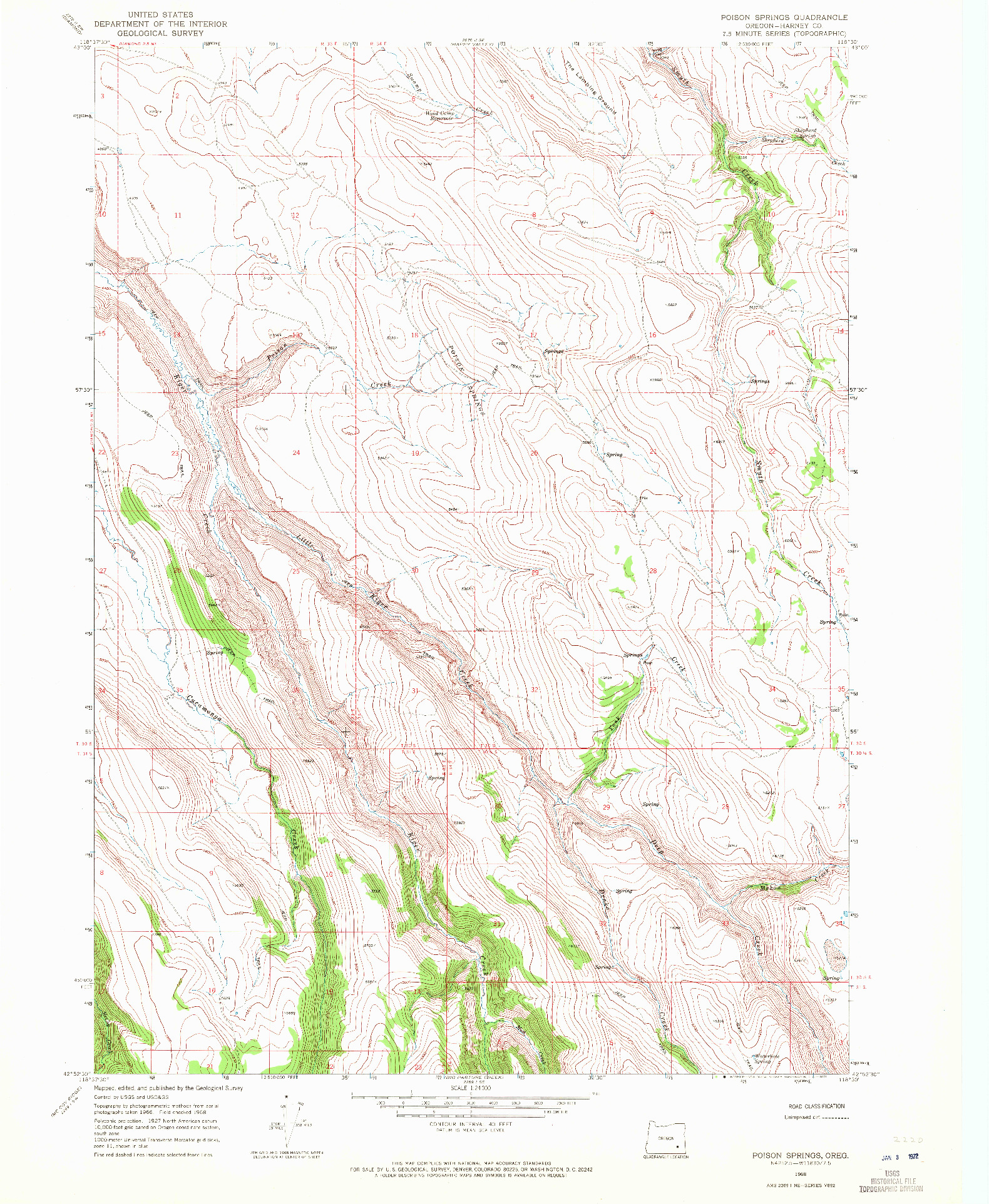 USGS 1:24000-SCALE QUADRANGLE FOR POISON SPRINGS, OR 1968