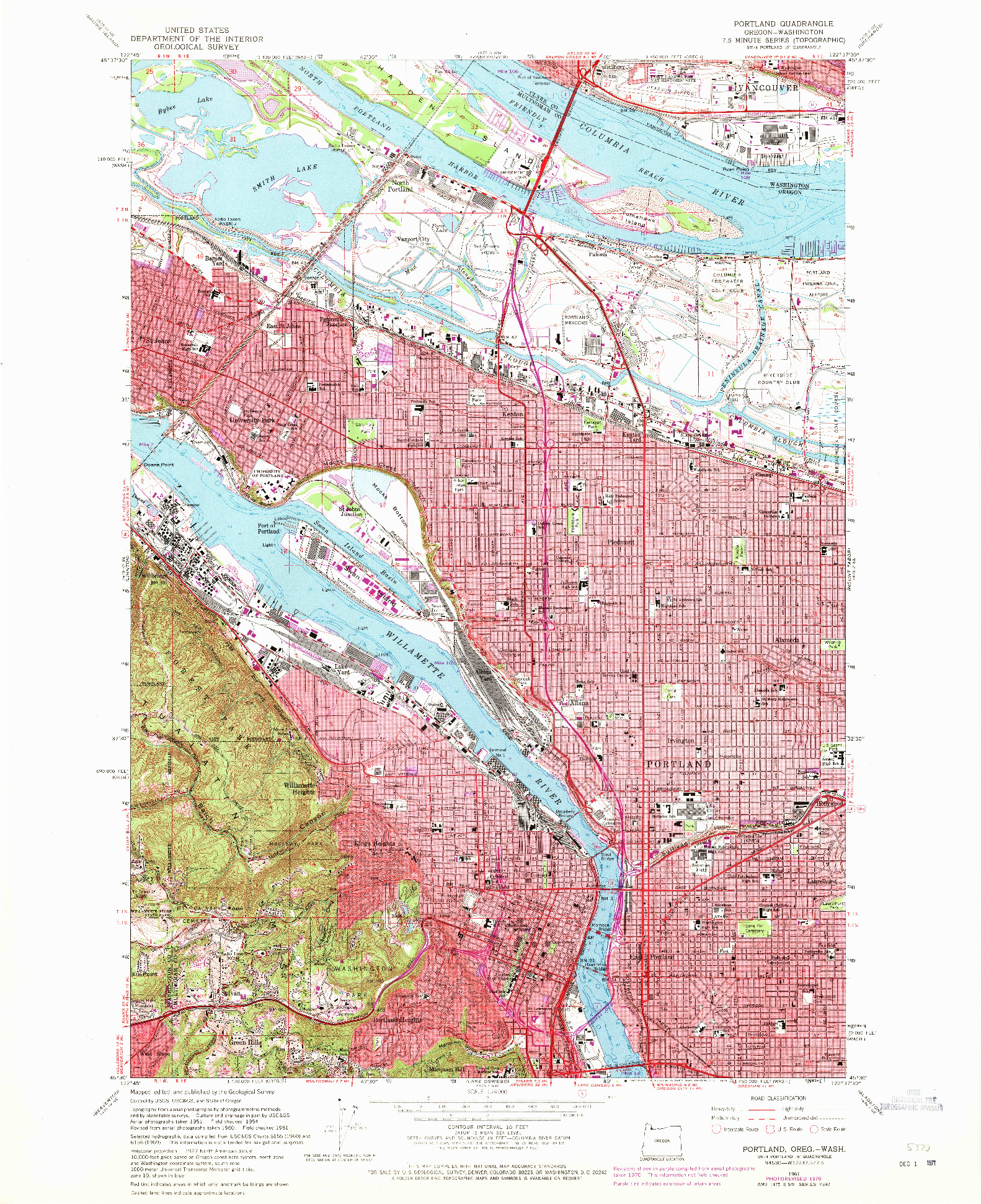 USGS 1:24000-SCALE QUADRANGLE FOR PORTLAND, OR 1961