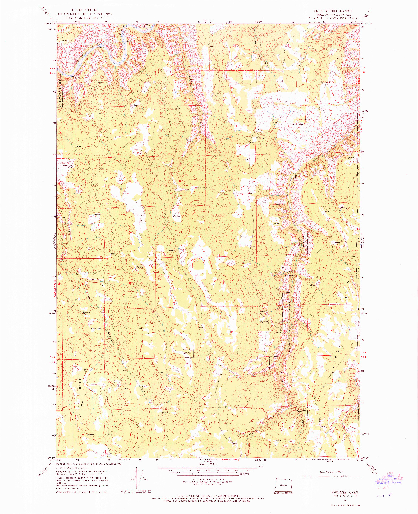 USGS 1:24000-SCALE QUADRANGLE FOR PROMISE, OR 1967