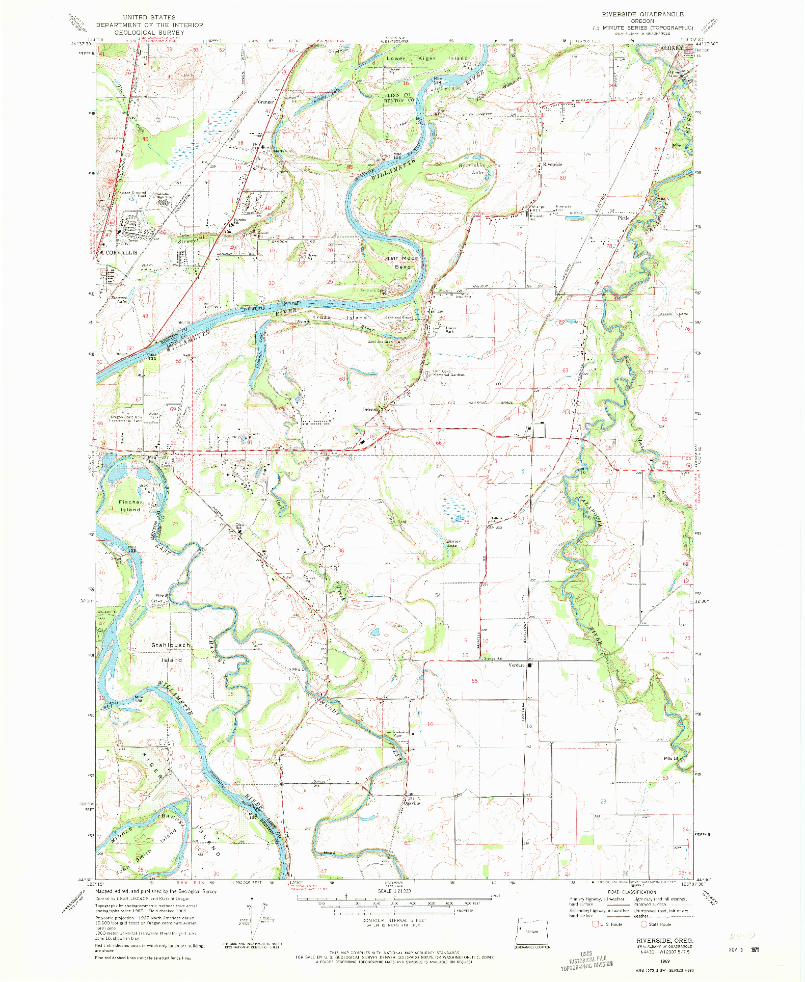 USGS 1:24000-SCALE QUADRANGLE FOR RIVERSIDE, OR 1969