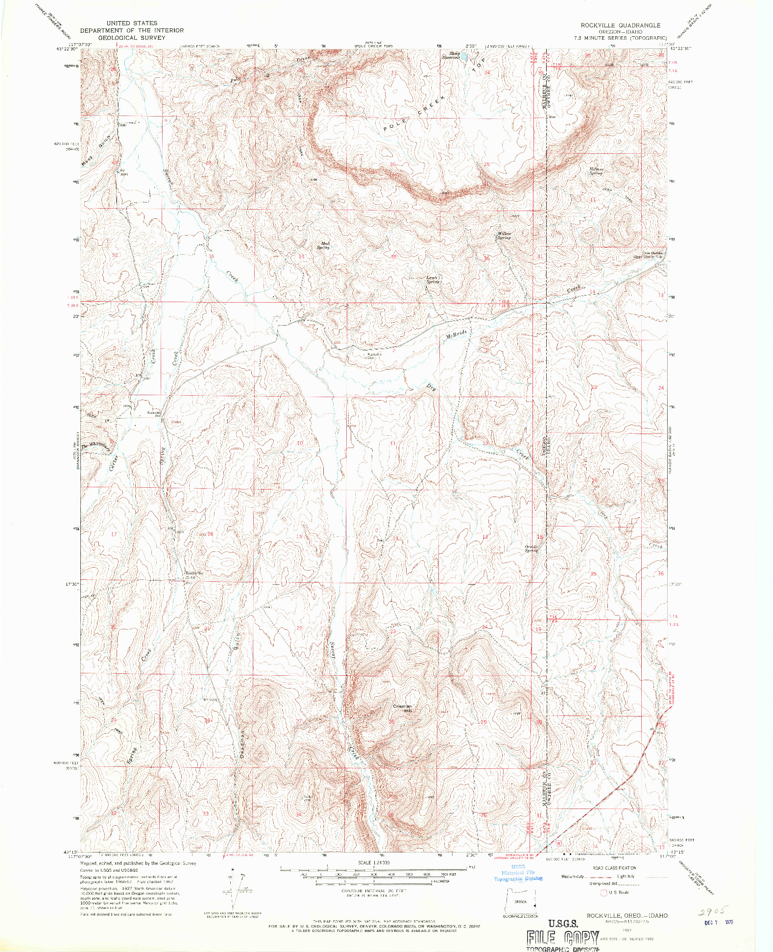 USGS 1:24000-SCALE QUADRANGLE FOR ROCKVILLE, OR 1967